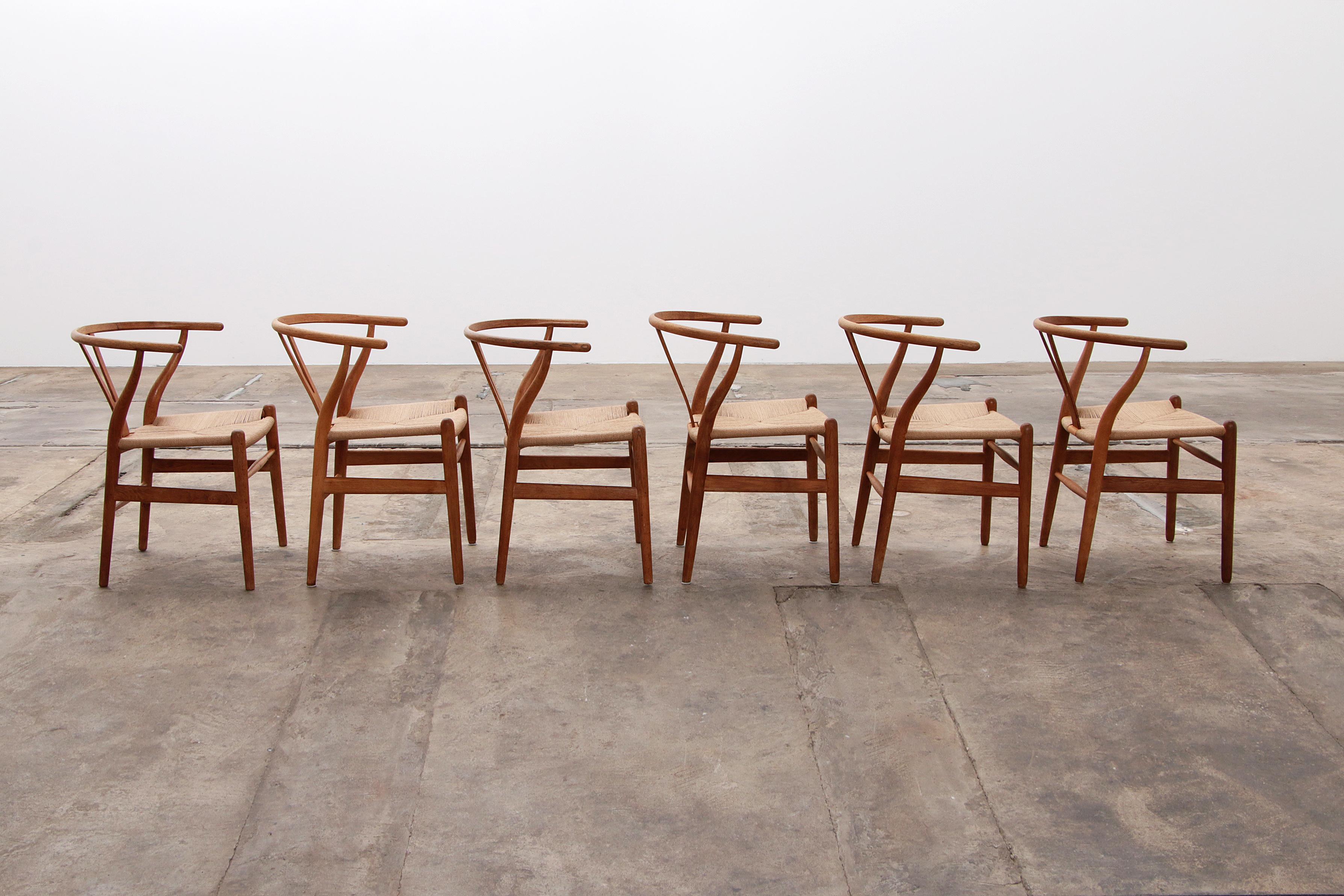 Late 20th Century Hans Wegner Oak Wishbone Chairs made by Carl Hansen&Son