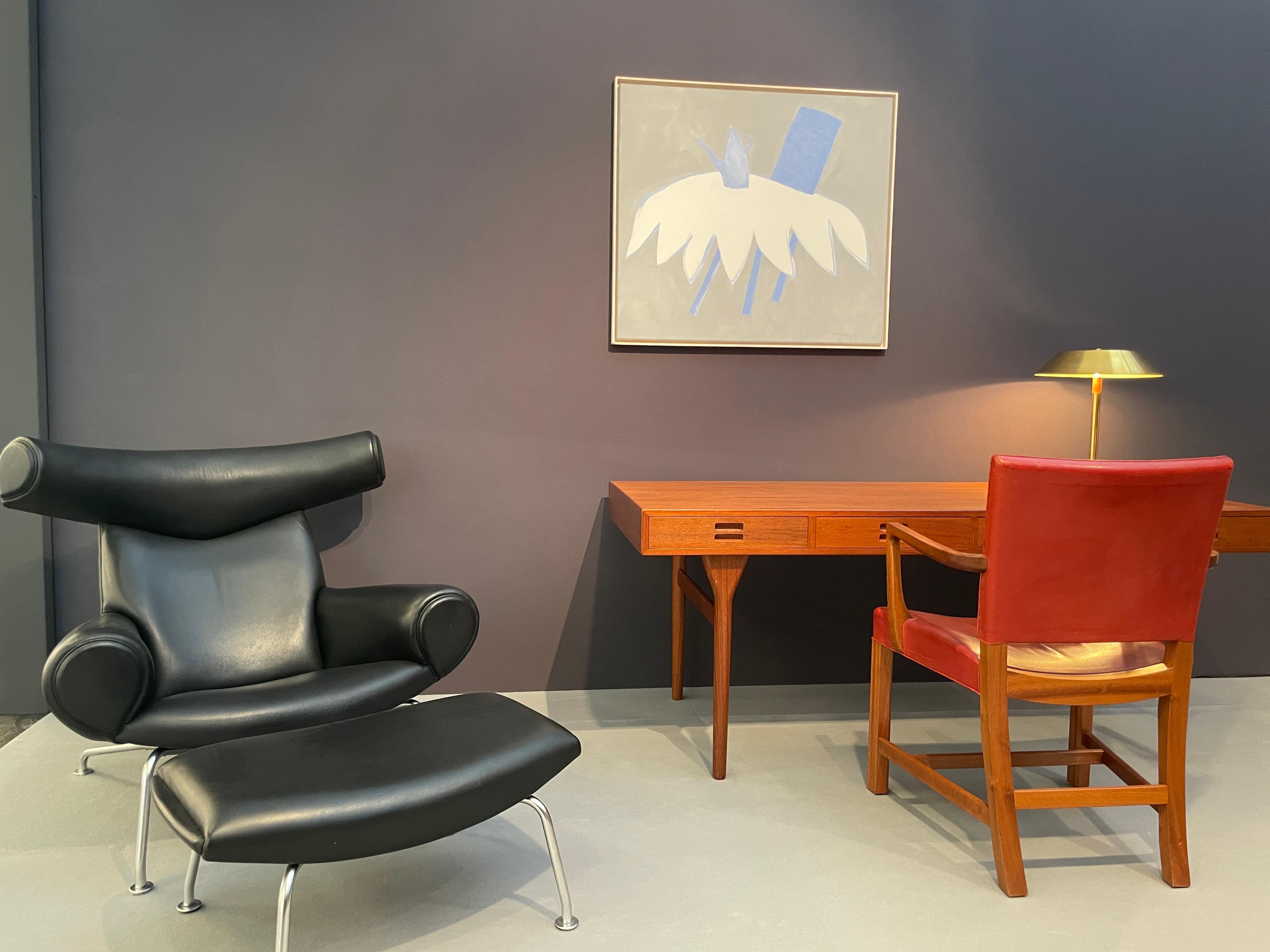 Hans Wegner Ox Lounge Chair AP 46 and Ottoman AP 49 by AP Stolen, Denmark 1960s For Sale 9