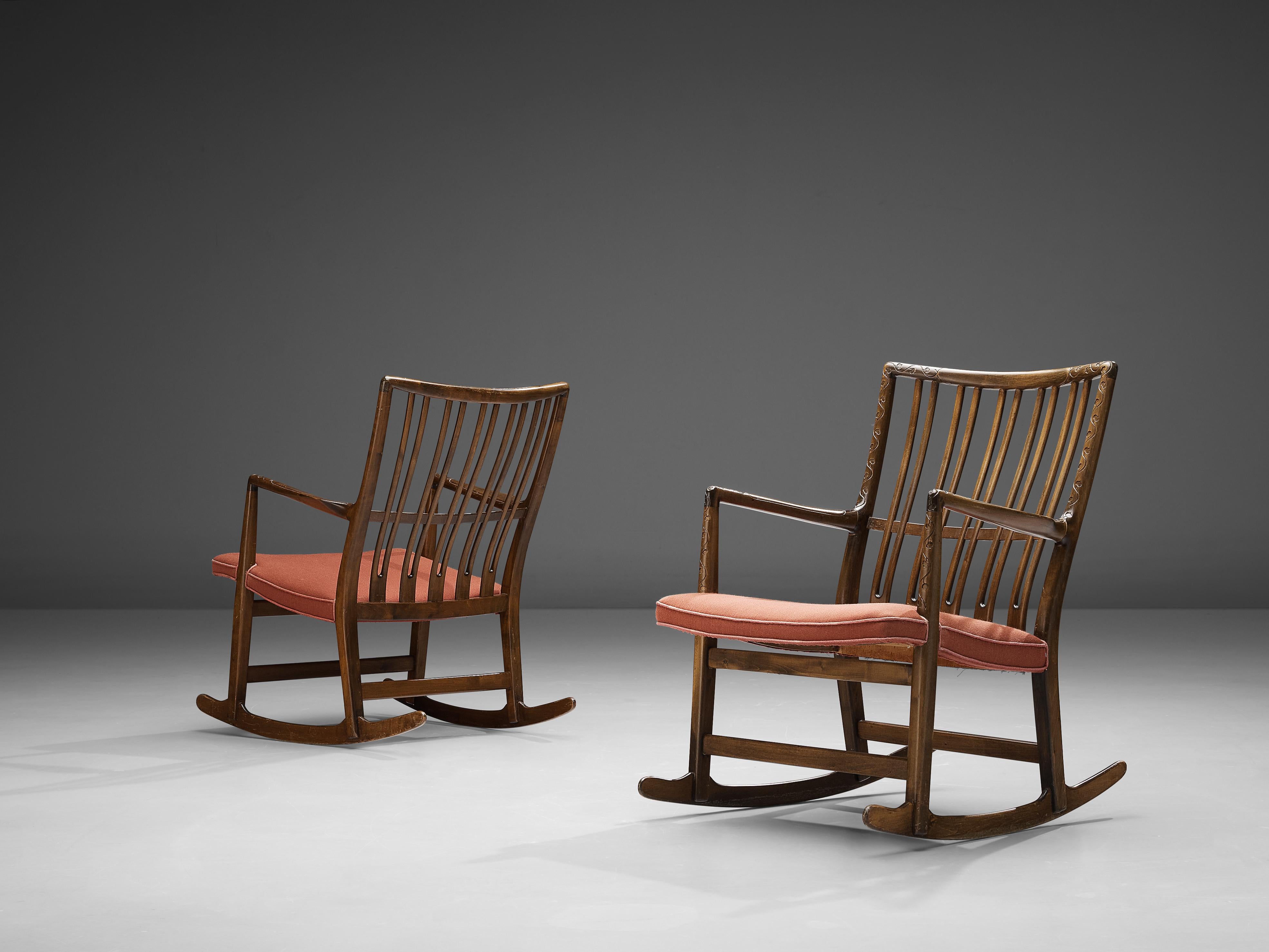 Hans Wegner Pair of Early Rocking Chairs In Good Condition In Waalwijk, NL