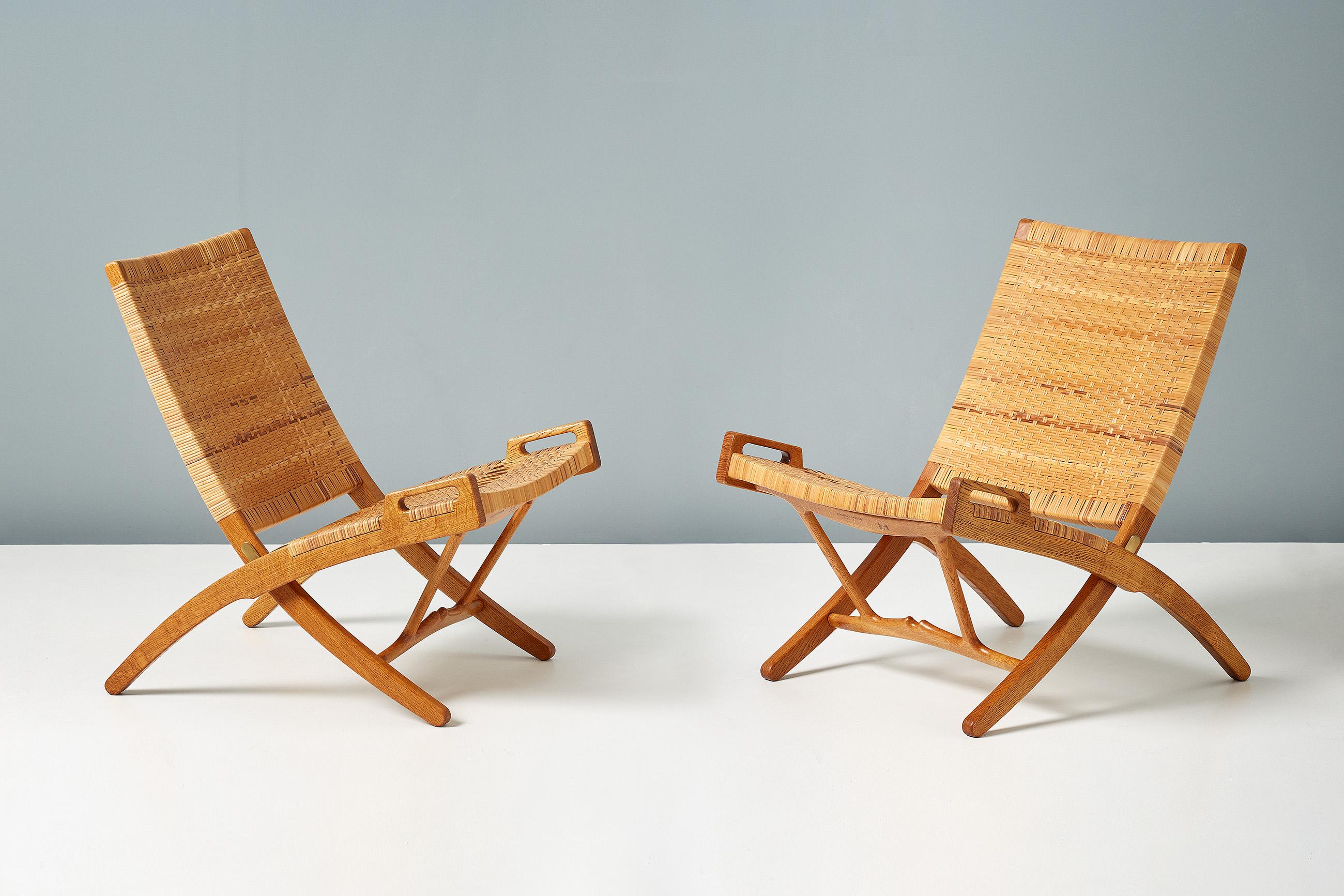 Mid-20th Century Hans Wegner Pair of JH-512 Oak Folding Chairs, 1949