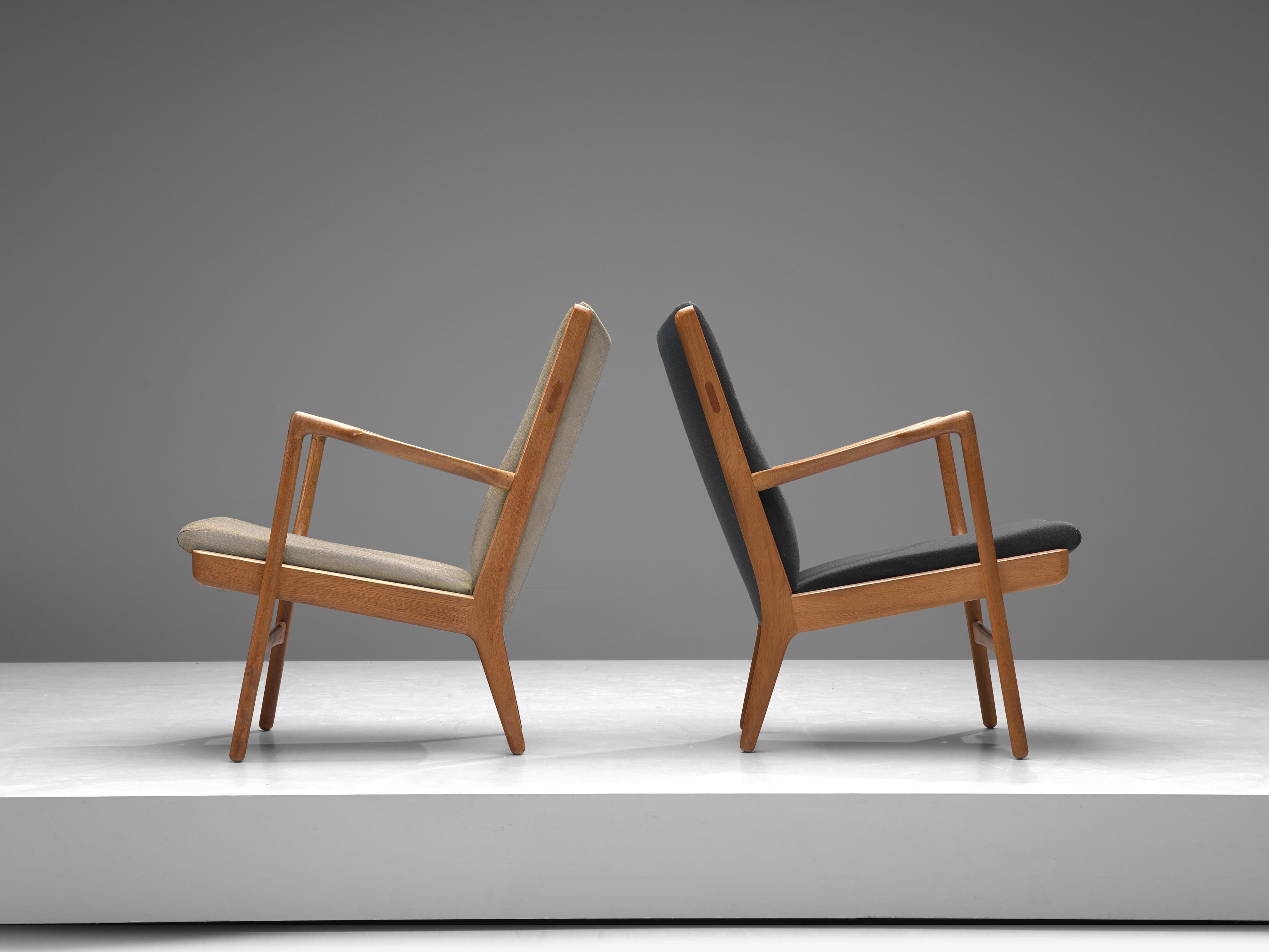 Danish Hans Wegner Pair of 'AP-16' Lounge Chairs in Black and White Upholstery