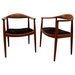 Hans Wegner Pair of Round Chairs/ “The Chair” for Johannes Hansen