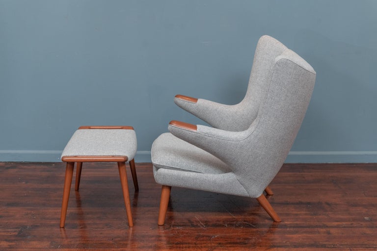 Scandinavian Modern Hans Wegner Papa Bear Chair and Ottoman for A.P. Stolen For Sale