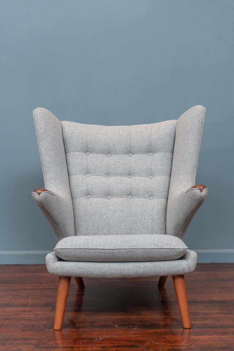 Upholstery Hans Wegner Papa Bear Chair and Ottoman for A.P. Stolen For Sale