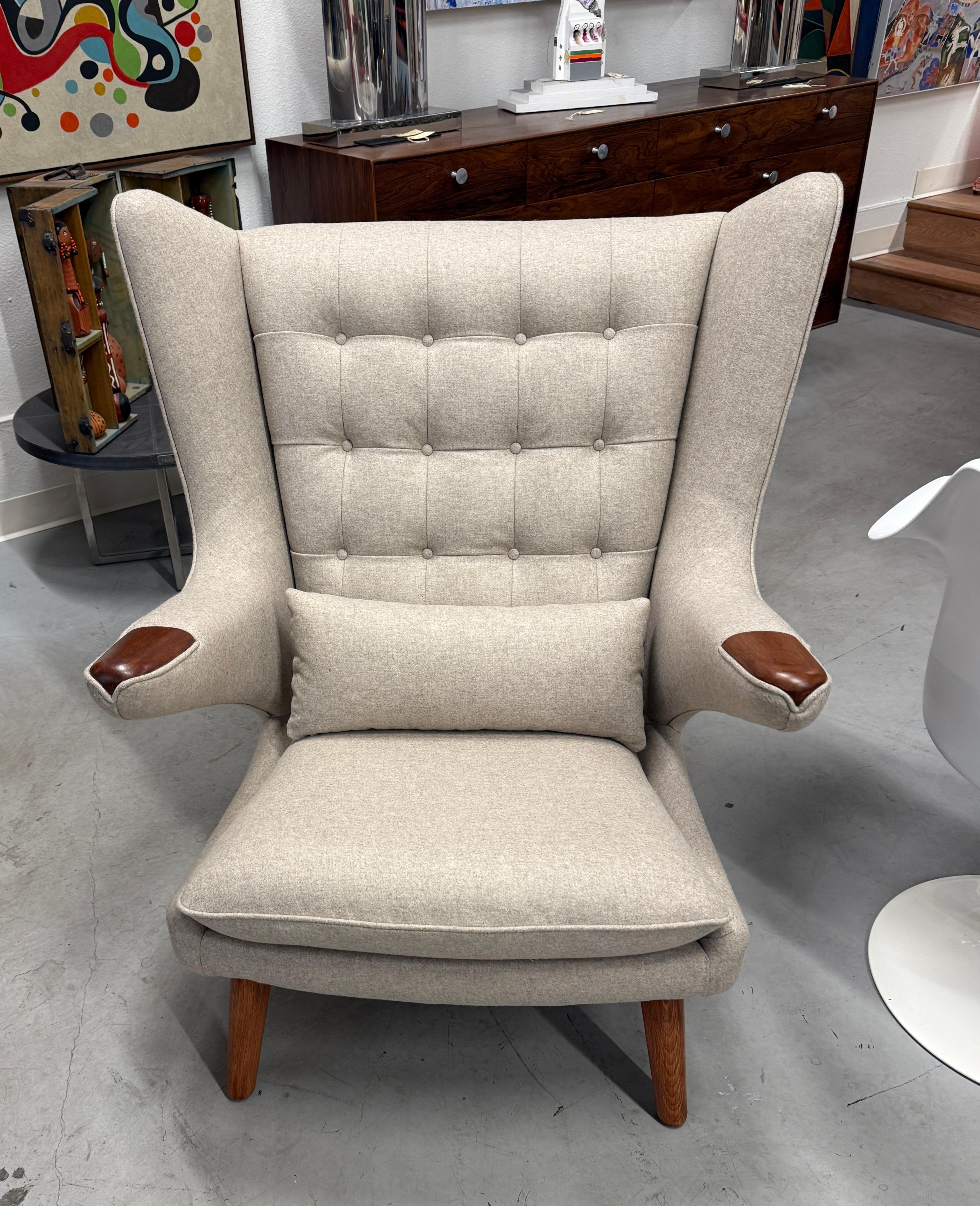 Danish Hans Wegner Papa Bear Chair and Ottoman