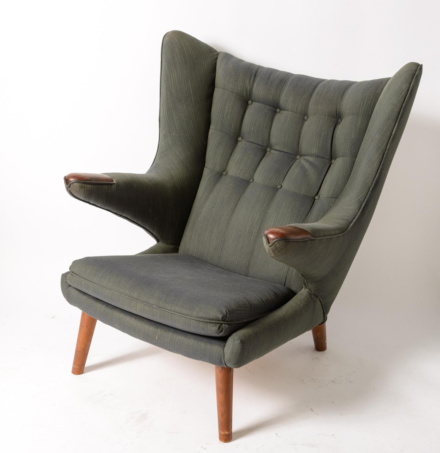Mid-20th Century Hans Wegner Papa Bear Chair and Ottoman For Sale