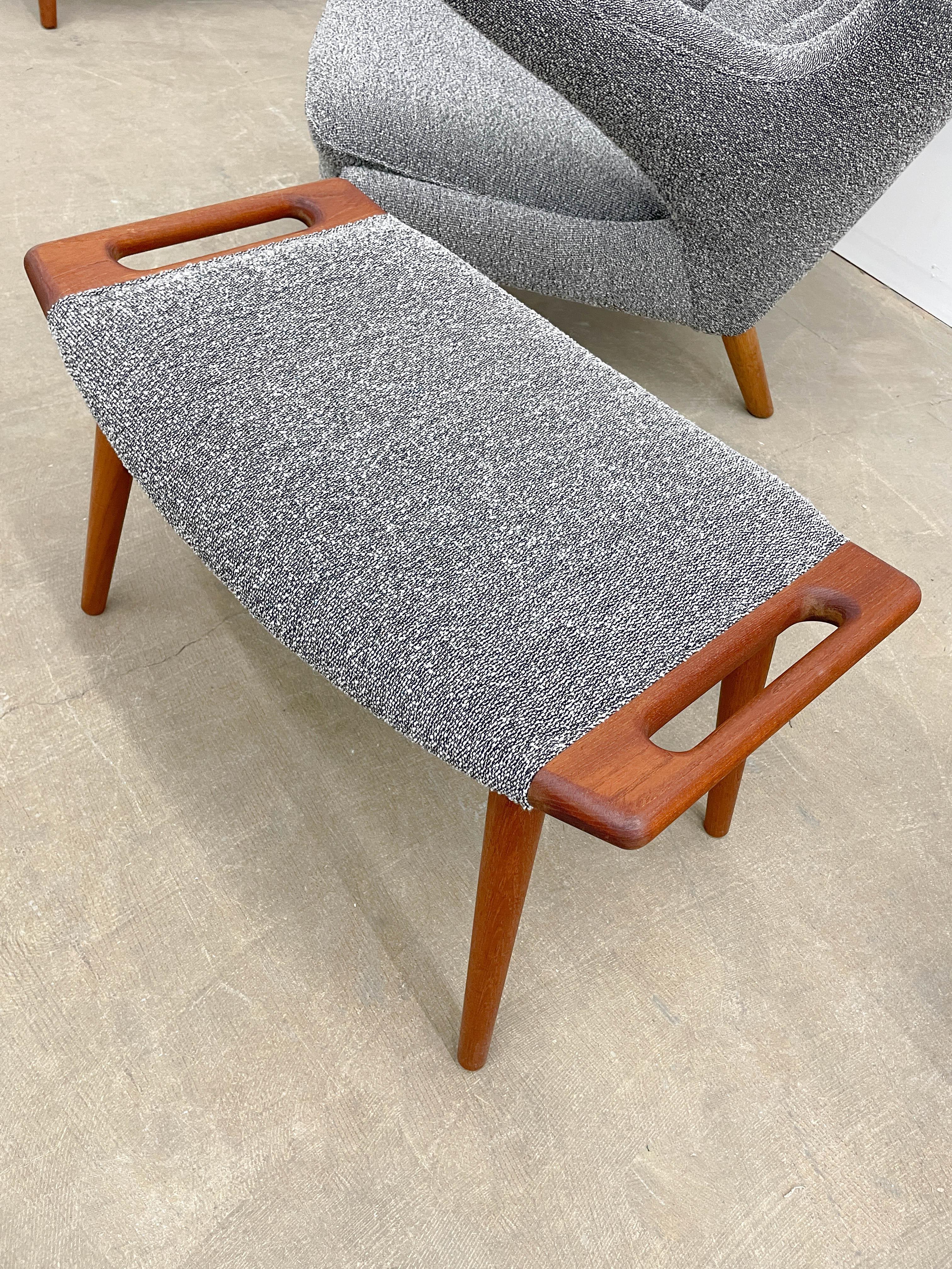 Hans Wegner Papa Bear Chair and Ottoman in Gray 3