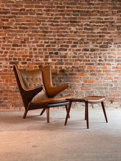 Hans Wegner Papa Bear Chair AP19 & AP29 Stool by A.P. Stolen, Denmark, 1959