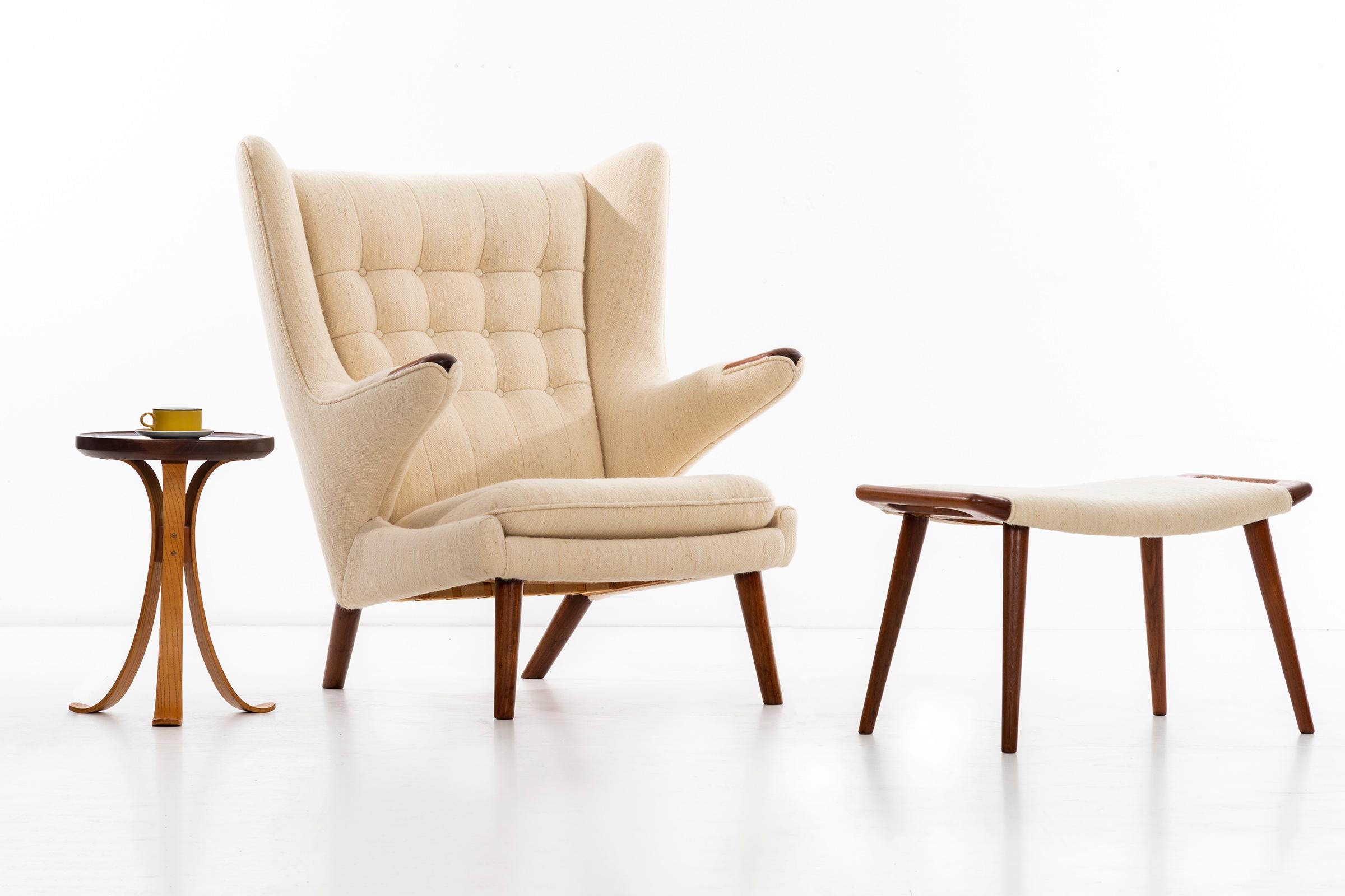 Hans Wegner Papa Bear Chair, Handwoven Vintage Fabric 4