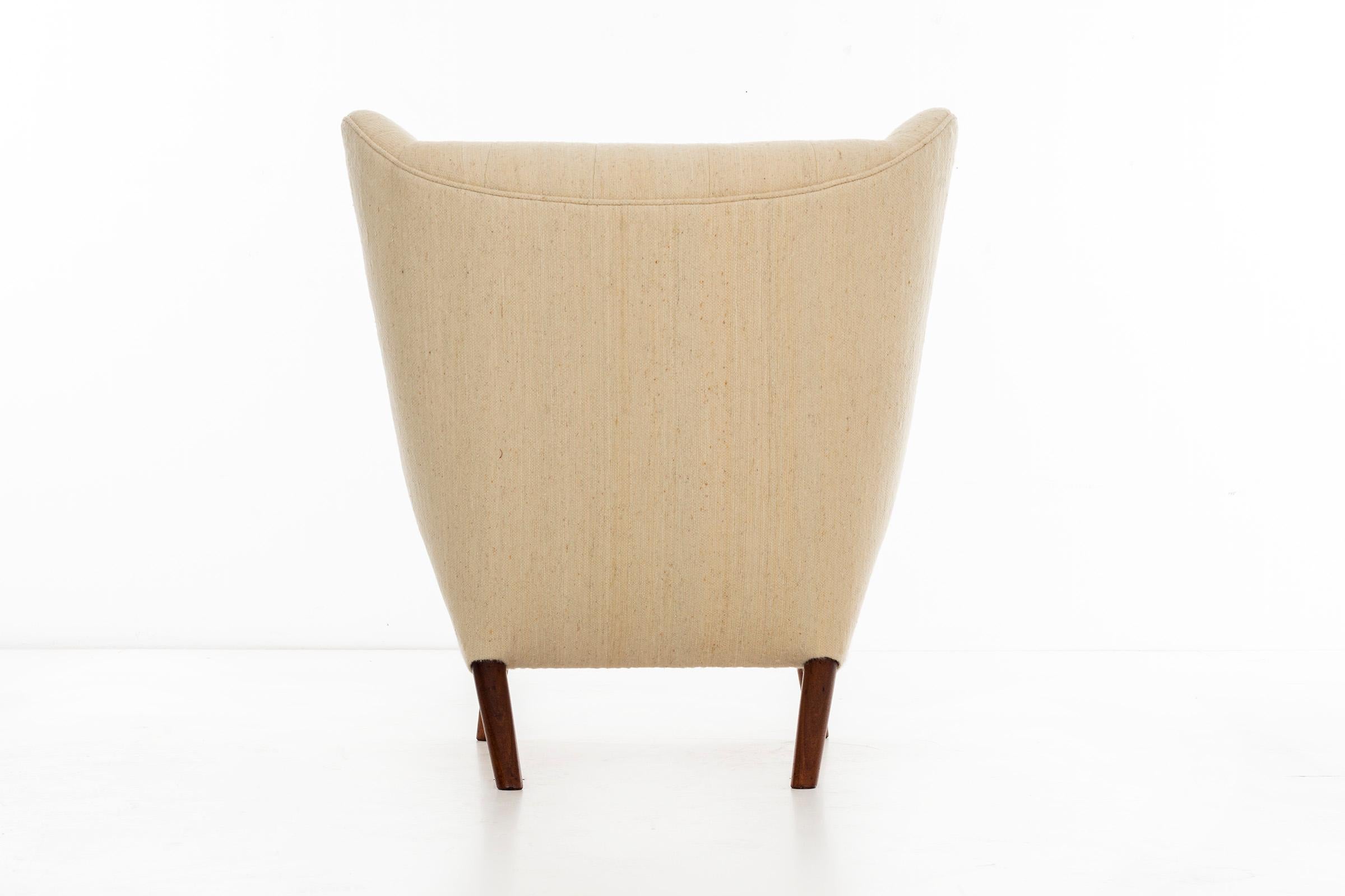 Mid-20th Century Hans Wegner Papa Bear Chair, Handwoven Vintage Fabric