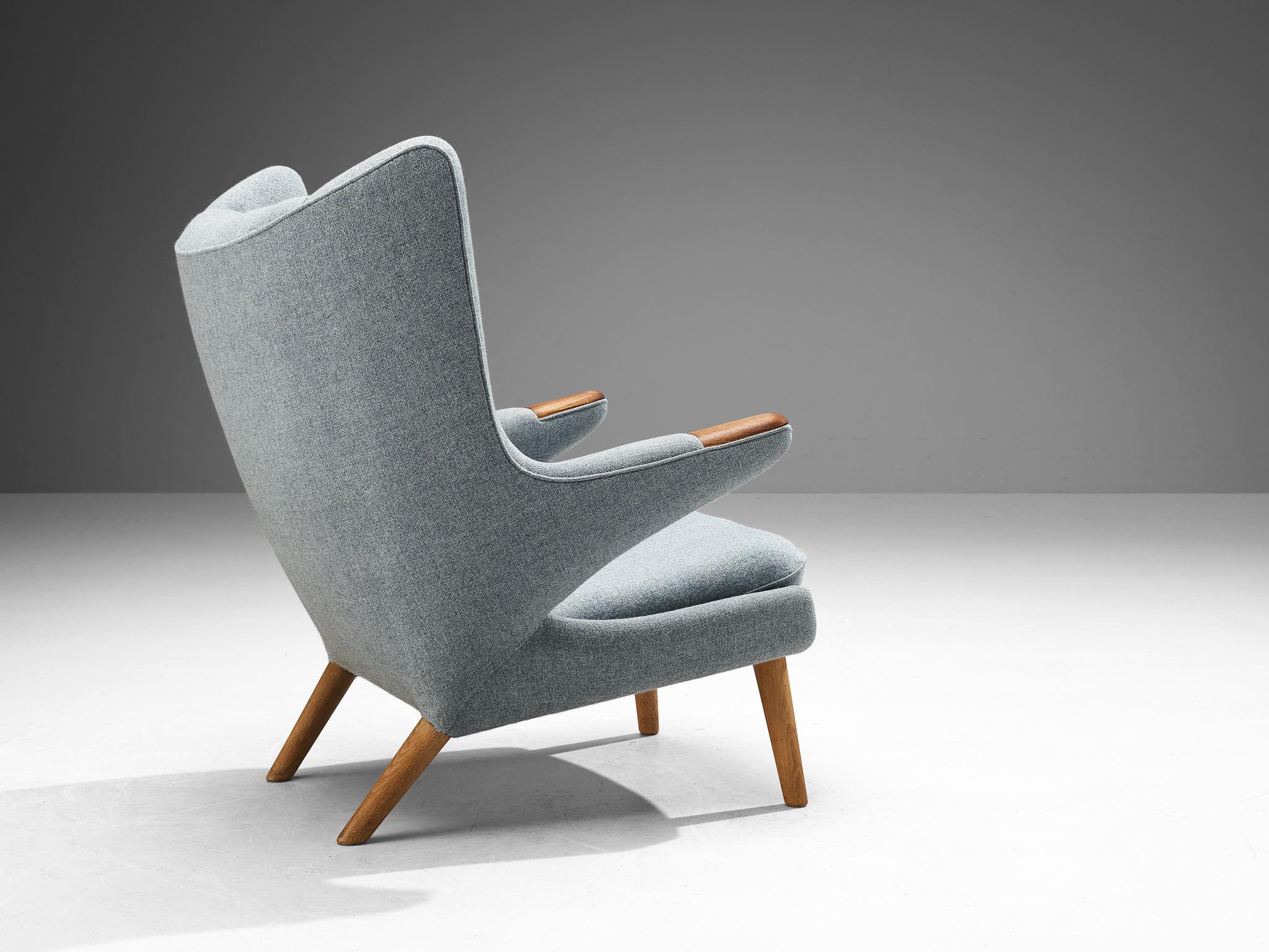 Mid-20th Century Hans Wegner 'Papa Bear' Chair in Blue Upholstery