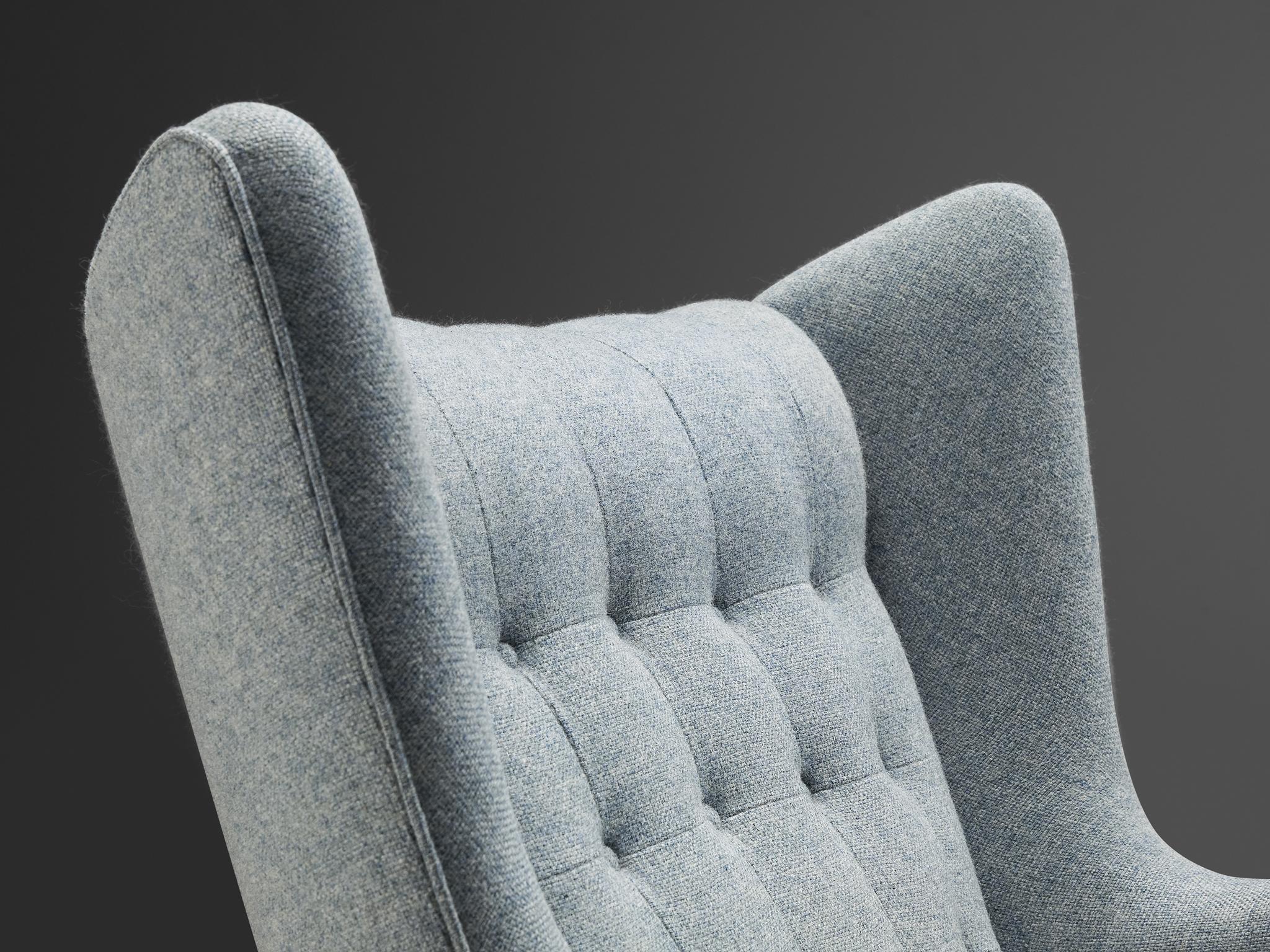 Hans Wegner 'Papa Bear' Chair in Blue Upholstery  1