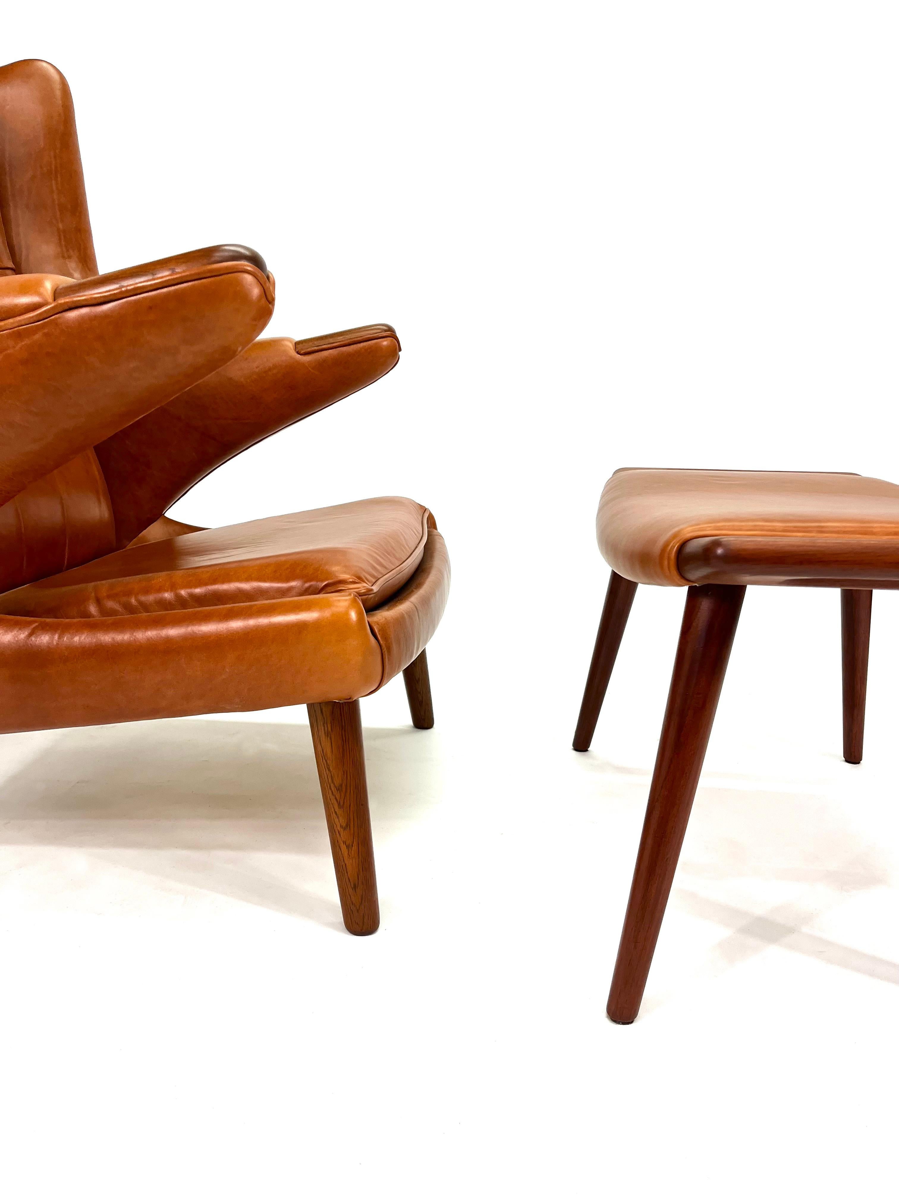 Hans Wegner Papa Bear Chair & Ottoman for A.P. Stolen Denmark, 1950's For Sale 4
