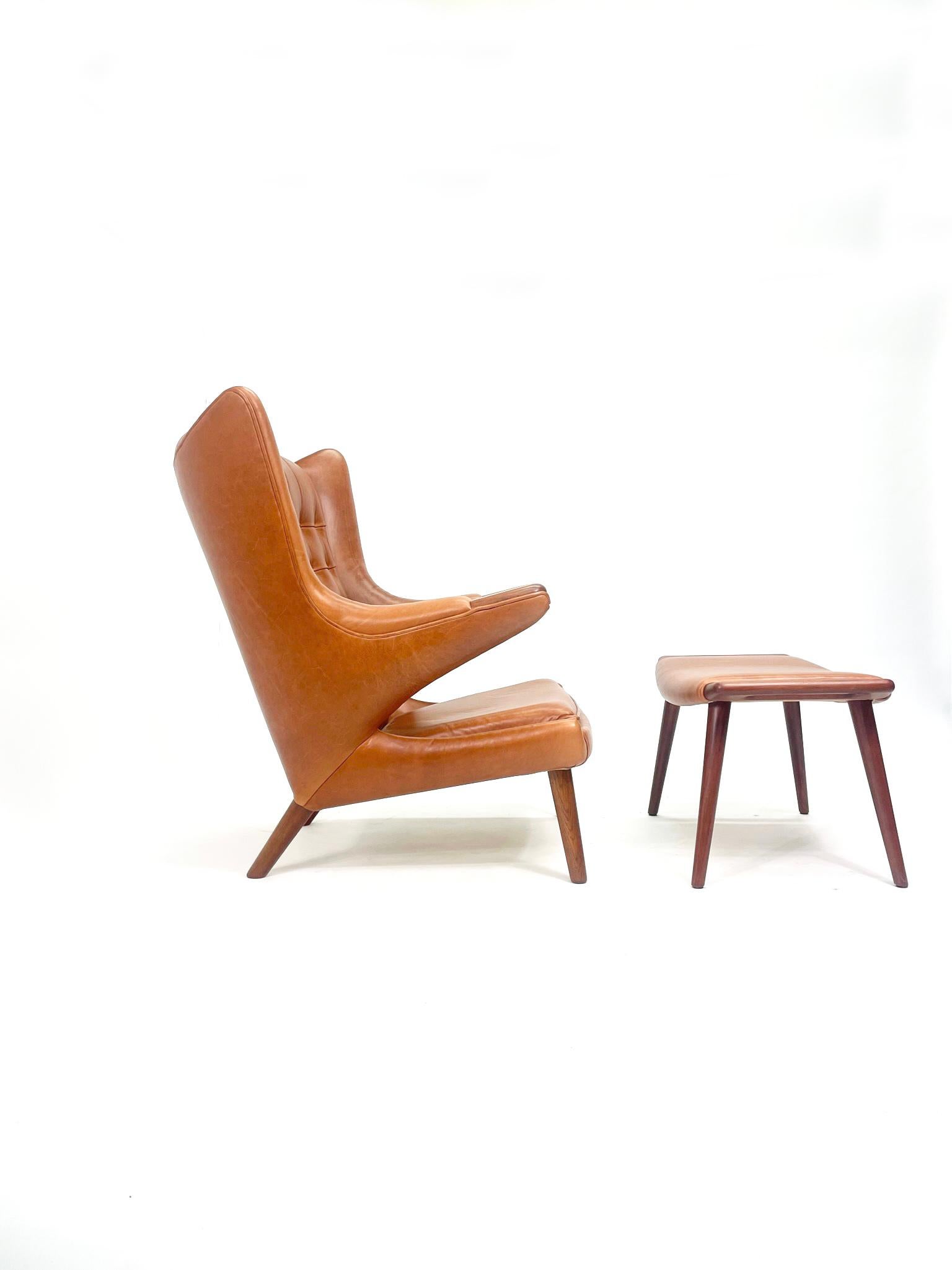 Hans Wegner Papa Bear Chair & Ottoman for A.P. Stolen Denmark, 1950's 7