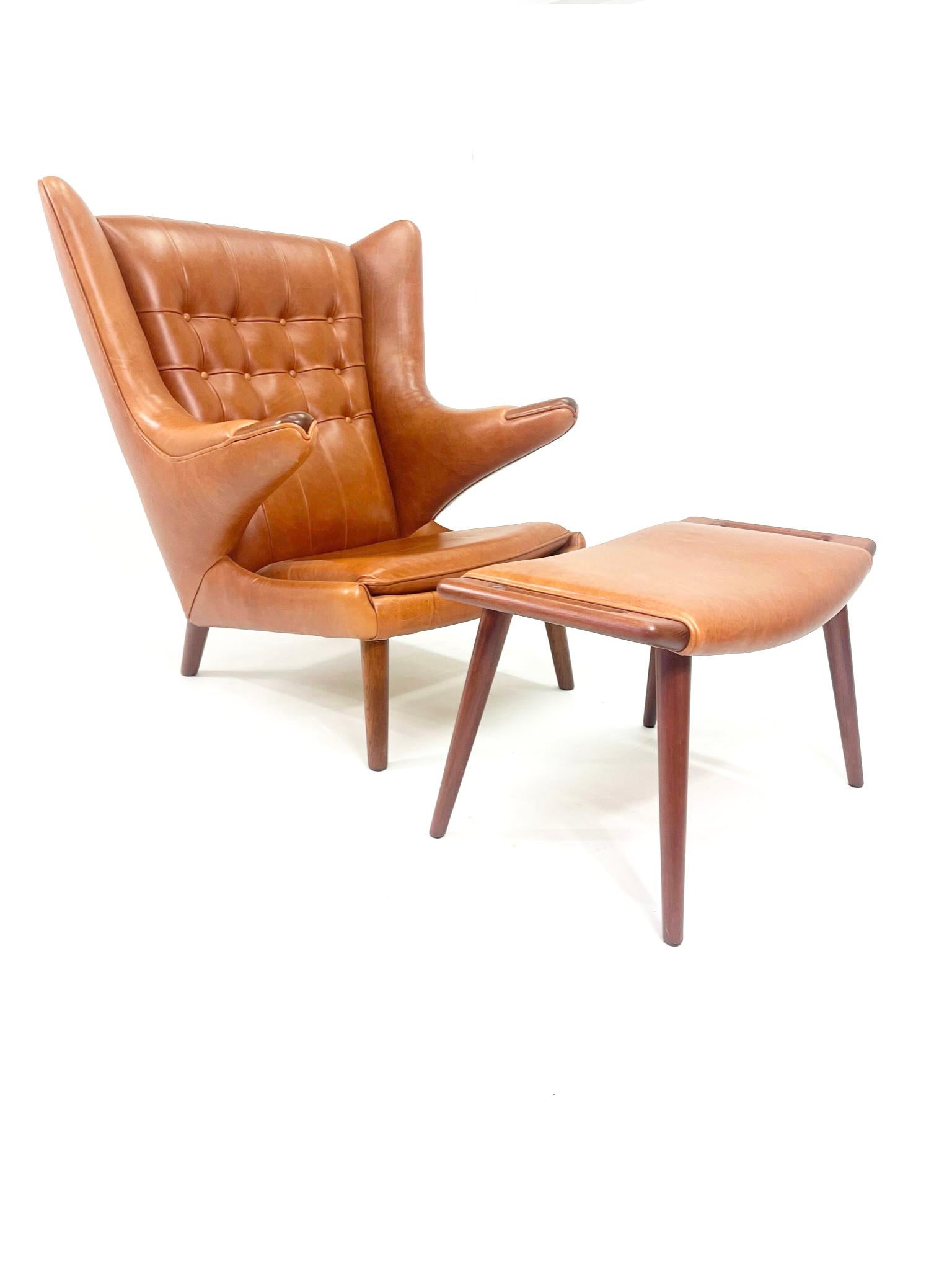 Hans Wegner Papa Bear Chair & Ottoman for A.P. Stolen Denmark, 1950's For Sale 9