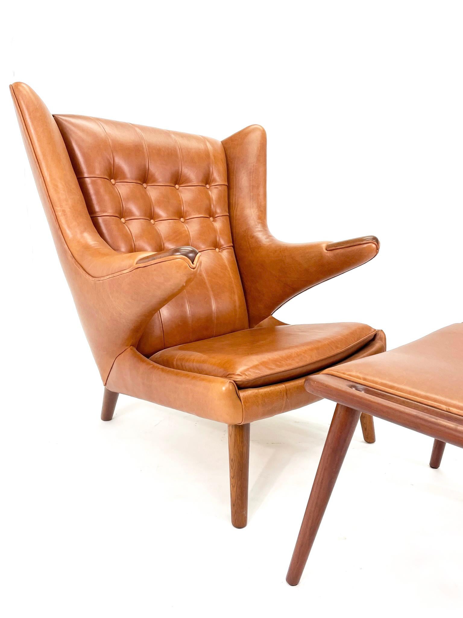 Hans Wegner Papa Bear Chair & Ottoman for A.P. Stolen Denmark, 1950's For Sale 10