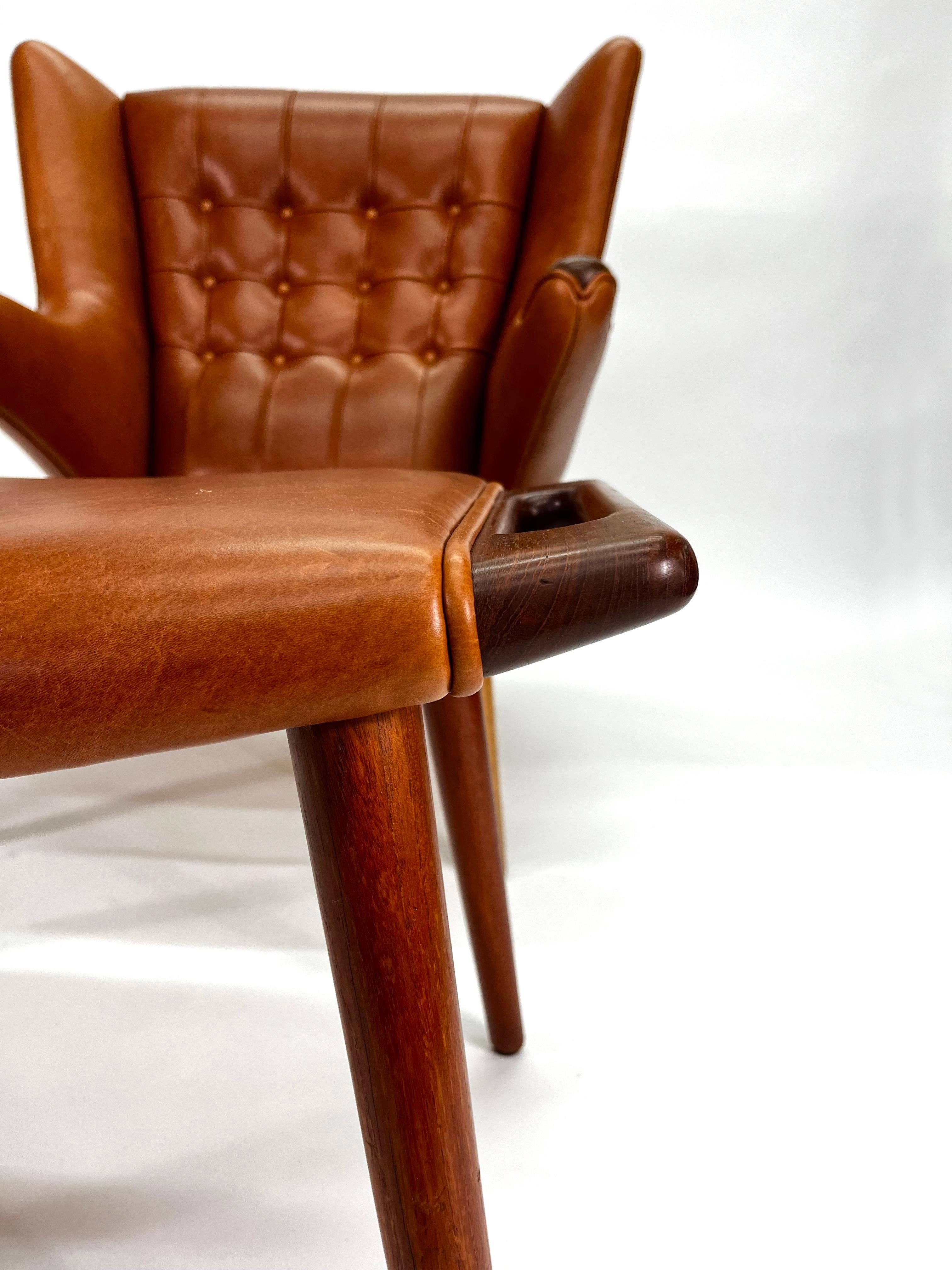 Hans Wegner Papa Bear Chair & Ottoman for A.P. Stolen Denmark, 1950's In Excellent Condition For Sale In San Diego, CA