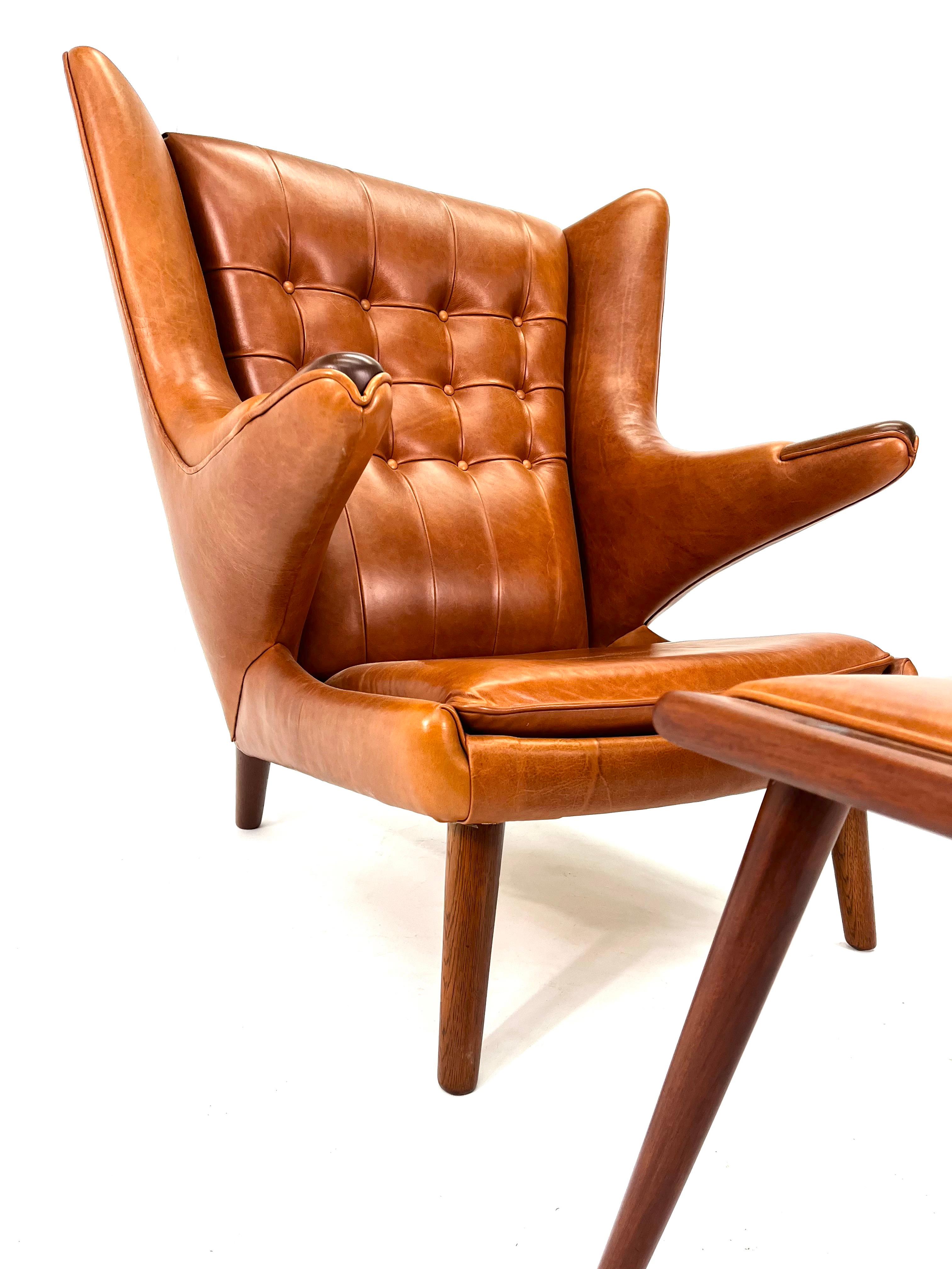 Danish Hans Wegner Papa Bear Chair & Ottoman for A.P. Stolen Denmark, 1950's For Sale
