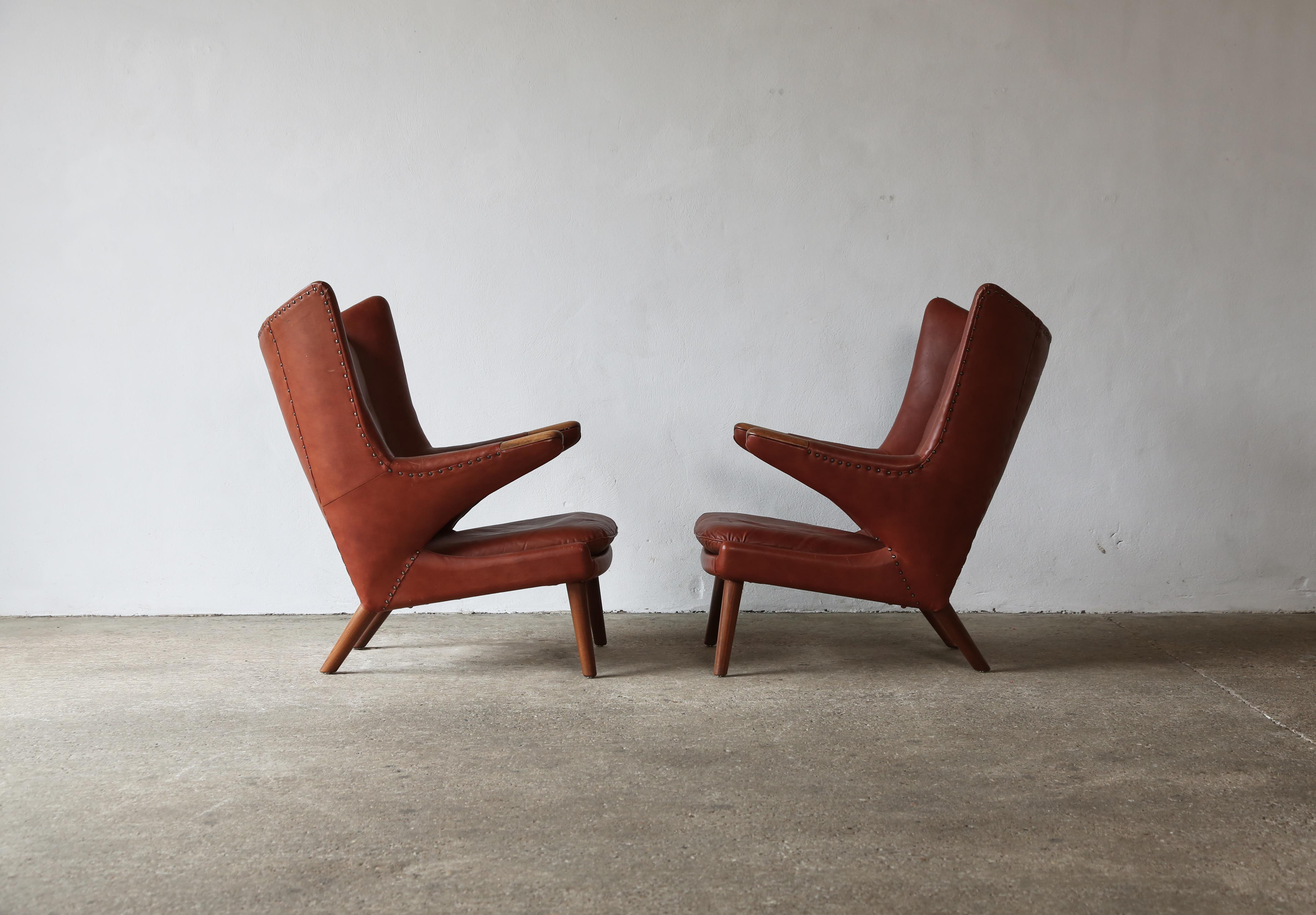 Fabric Hans Wegner Papa Bear Chairs, AP Stolen, Denmark, 1950s for Re-Upholstery, Pair For Sale