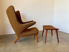 Hans Wegner Papa Bear Lounge Chair and Ottoman Povl Dinesen, Denmark