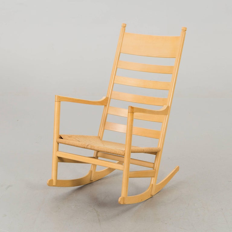 Hans Wegner Paper Cord Rocking Chair, Denmark at 1stDibs