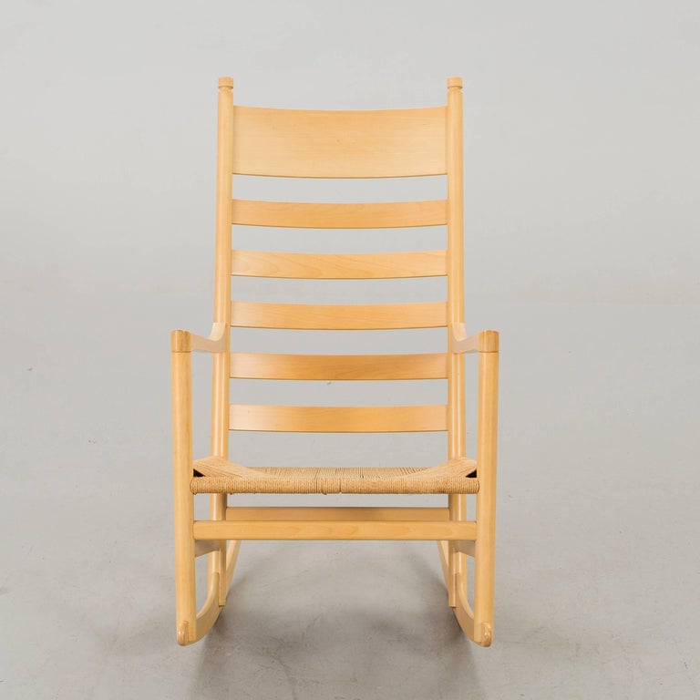 Hans Wegner Paper Cord Rocking Chair, Denmark at 1stDibs