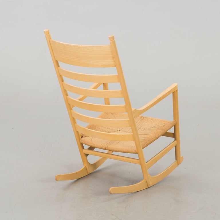 Hans Wegner Paper Cord Rocking Chair, Denmark at 1stDibs