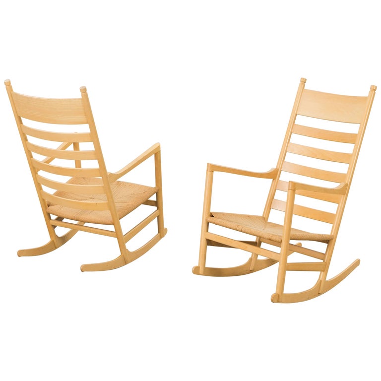 Hans Wegner Paper Cord Rocking Chair, Denmark For Sale