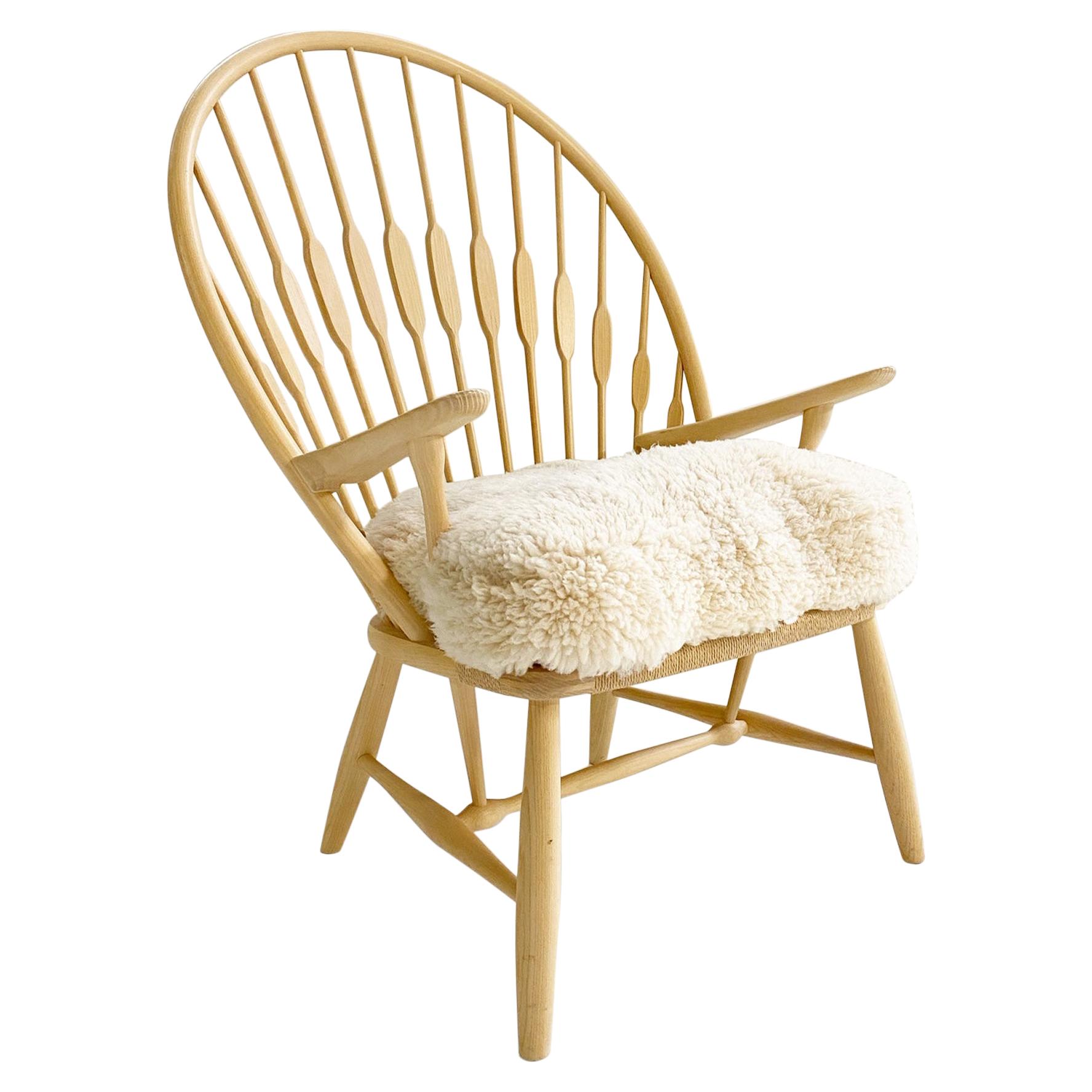 Hans Wegner Peacock Chair with Custom Sheepskin Cushion