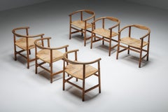 Hans Wegner PP201 Cord & Oak Dining Chair for PP Mobler Denmark, 1969