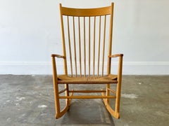 Hans Wegner Rocking Chair, Model J16 in Beech & Danish Cord, Mid-Century Modern