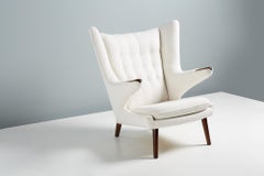 Sedia Papa Bear in legno di palissandro Hans Wegner con tessuto boucle