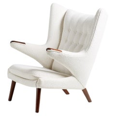 Hans Wegner Rosewood Papa Bear Chair in Boucle Fabric