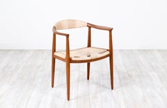 Expertly Restored -Hans Wegner "Round" Teak & Cane Armchair for Johannes Hansen