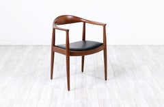 Hans Wegner "Round" Walnut & Leather Armchair for Johannes Hansen