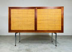 Hans Wegner RY-33 Teak, Steel, Oak & Rattan Sideboard Cabinet -Denmark 1960s