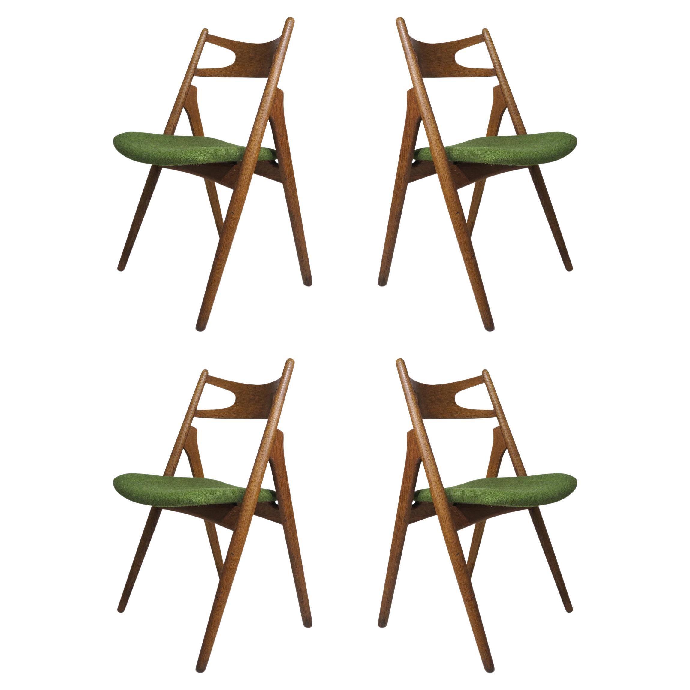 Sedie da pranzo Hans Wegner Sawbuck CH29, quattro (4) in vendita