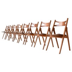 Vintage Hans Wegner Sawbuck CH29 set of dining chairs Carl Hansen & Son Denmark 1952