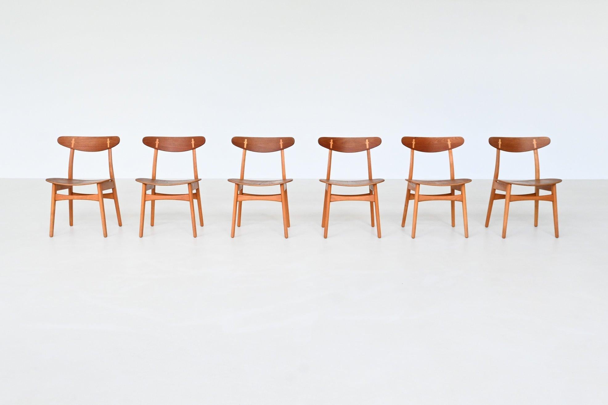 Hans Wegner Sawbuck CH30 dining chairs Carl Hansen & Son Denmark 1952 (Skandinavische Moderne) im Angebot