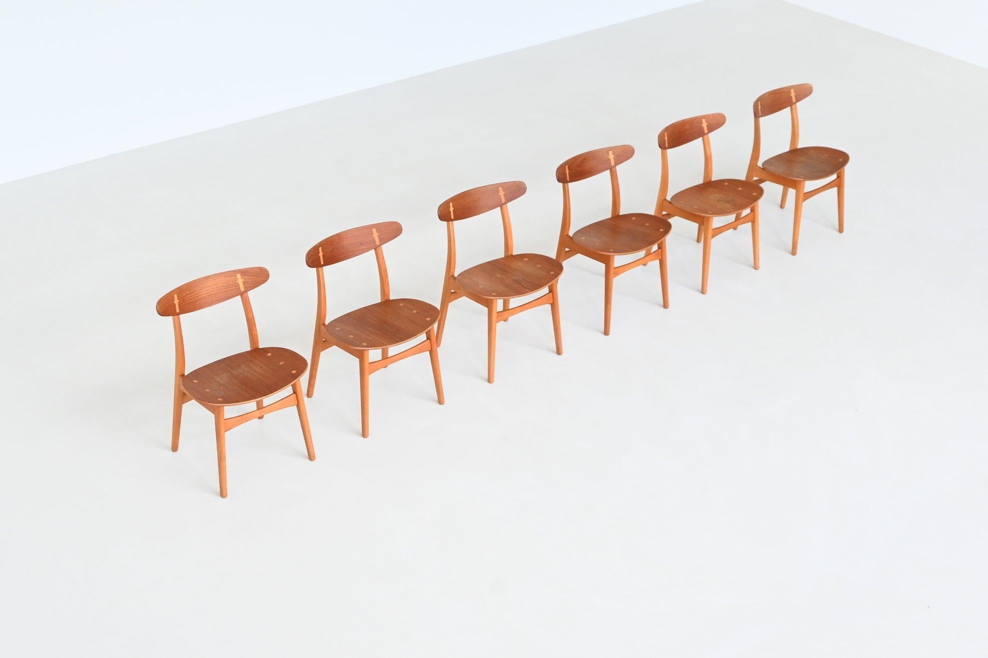 Hans Wegner Sawbuck CH30 dining chairs Carl Hansen & Son Denmark 1952 (Mitte des 20. Jahrhunderts) im Angebot