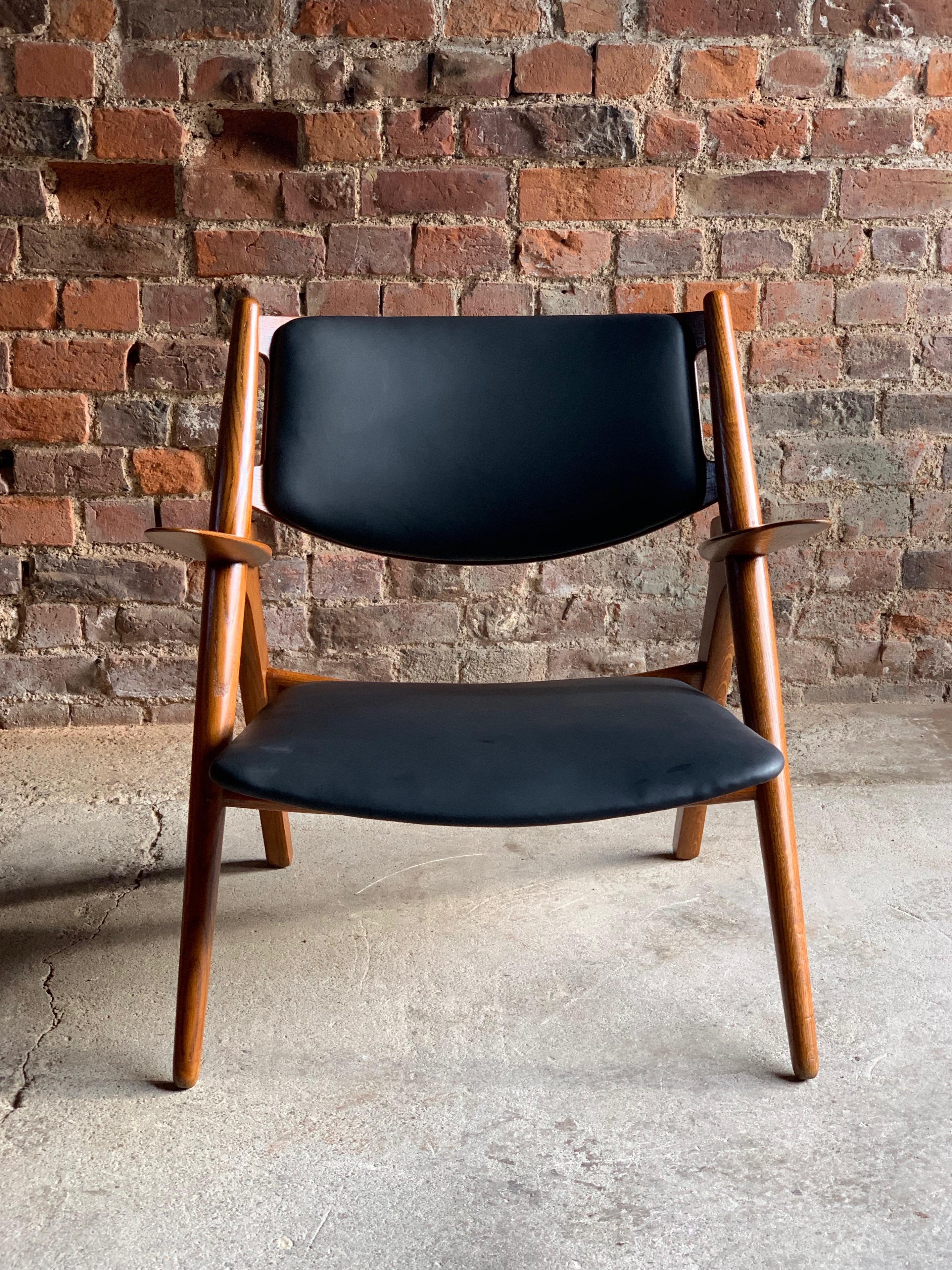 Teak Hans Wegner Sawbuck Chairs Pair Model CH-28 by Carl Hansen, 1950s