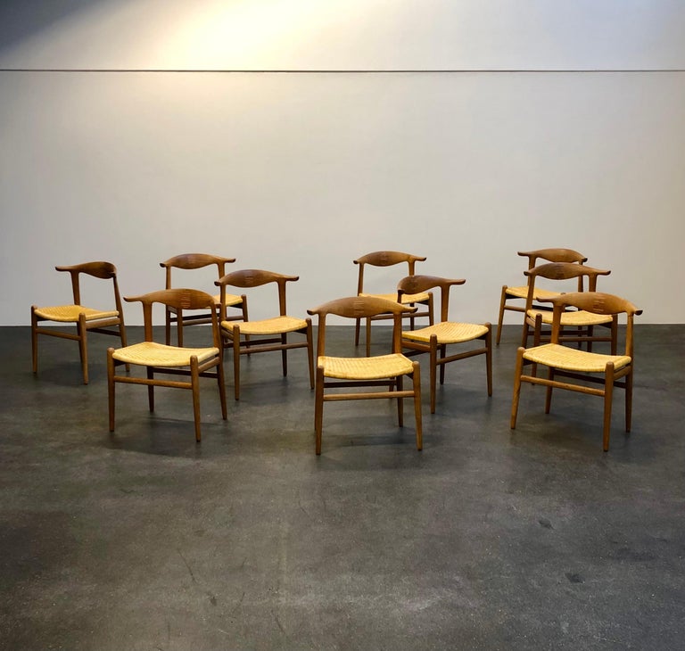 Hans Wegner Set of 10 'Cow Horn' Chairs for Johannes Hansen, 1952 For Sale  at 1stDibs