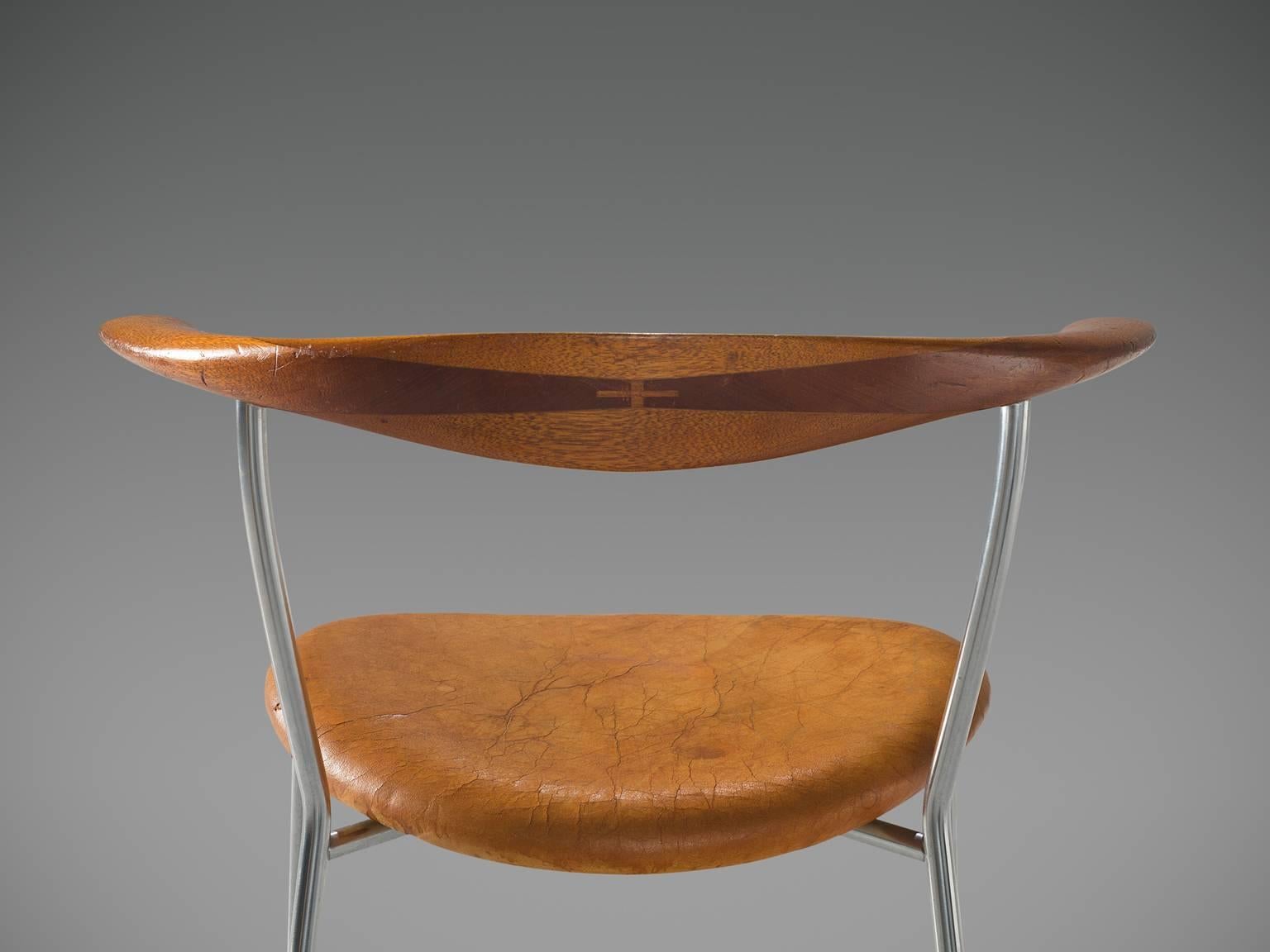 Mid-20th Century Hans Wegner Set of Six '701' Chairs in Mahogany and Cognac Leather