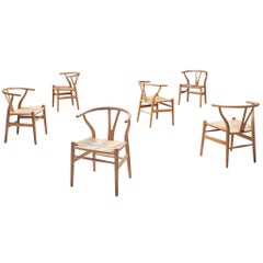 Hans Wegner Set of Six 'Whisbone' Chairs