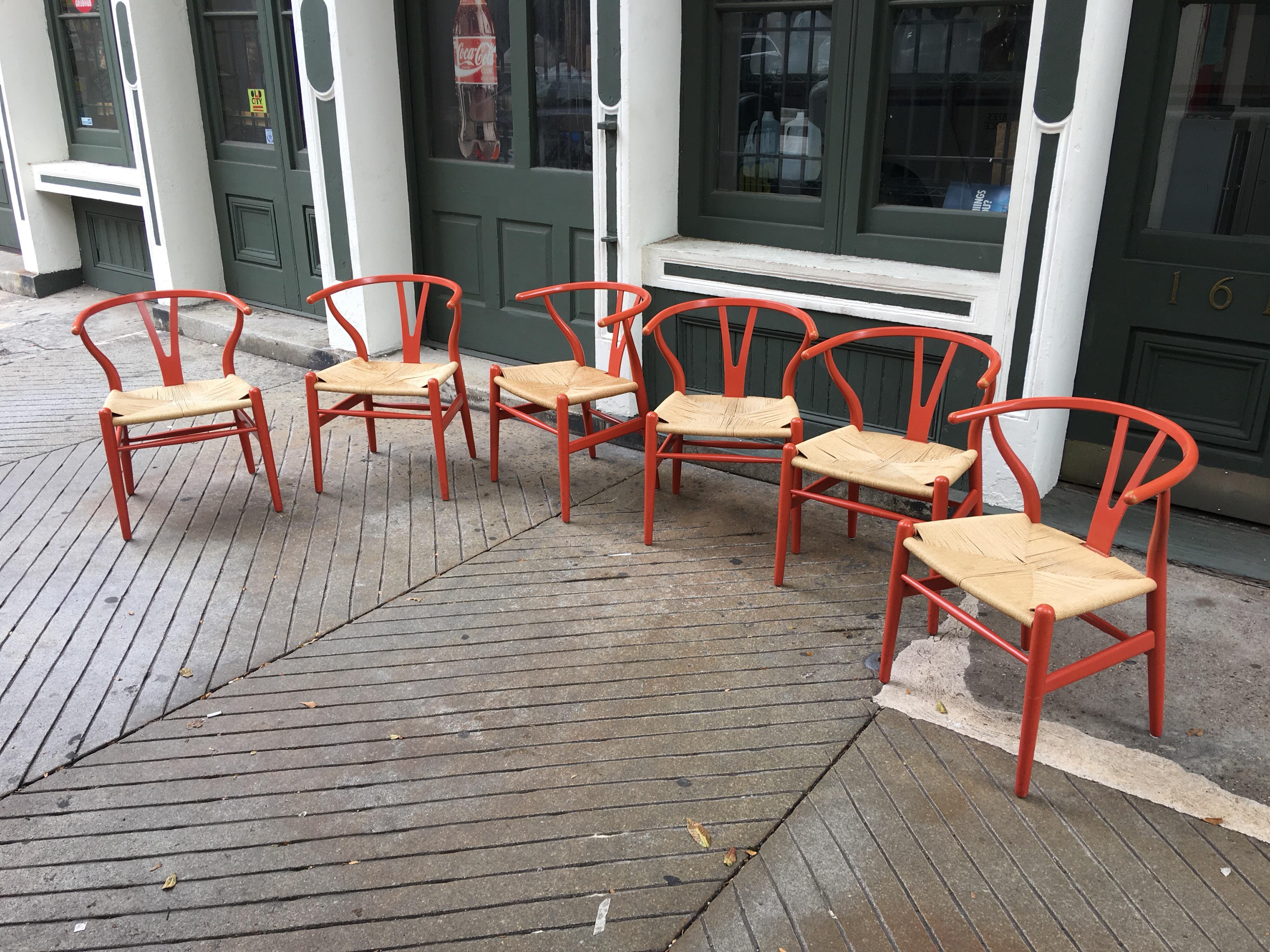 Mid-Century Modern Hans Wegner Set of Six Wishbone Dining Chairs