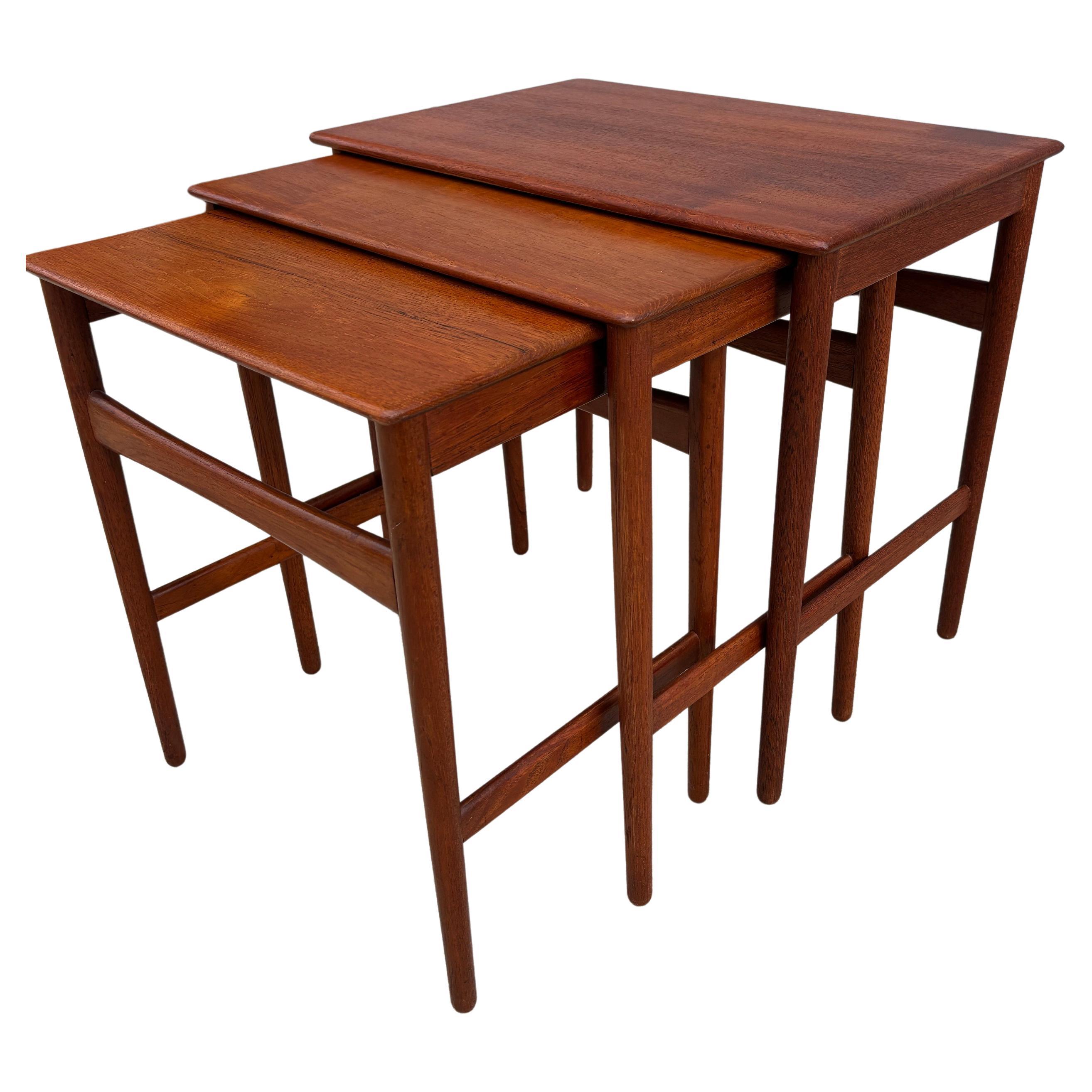 Hans Wegner Set of Teak Nesting Tables for Andreas Tuck For Sale