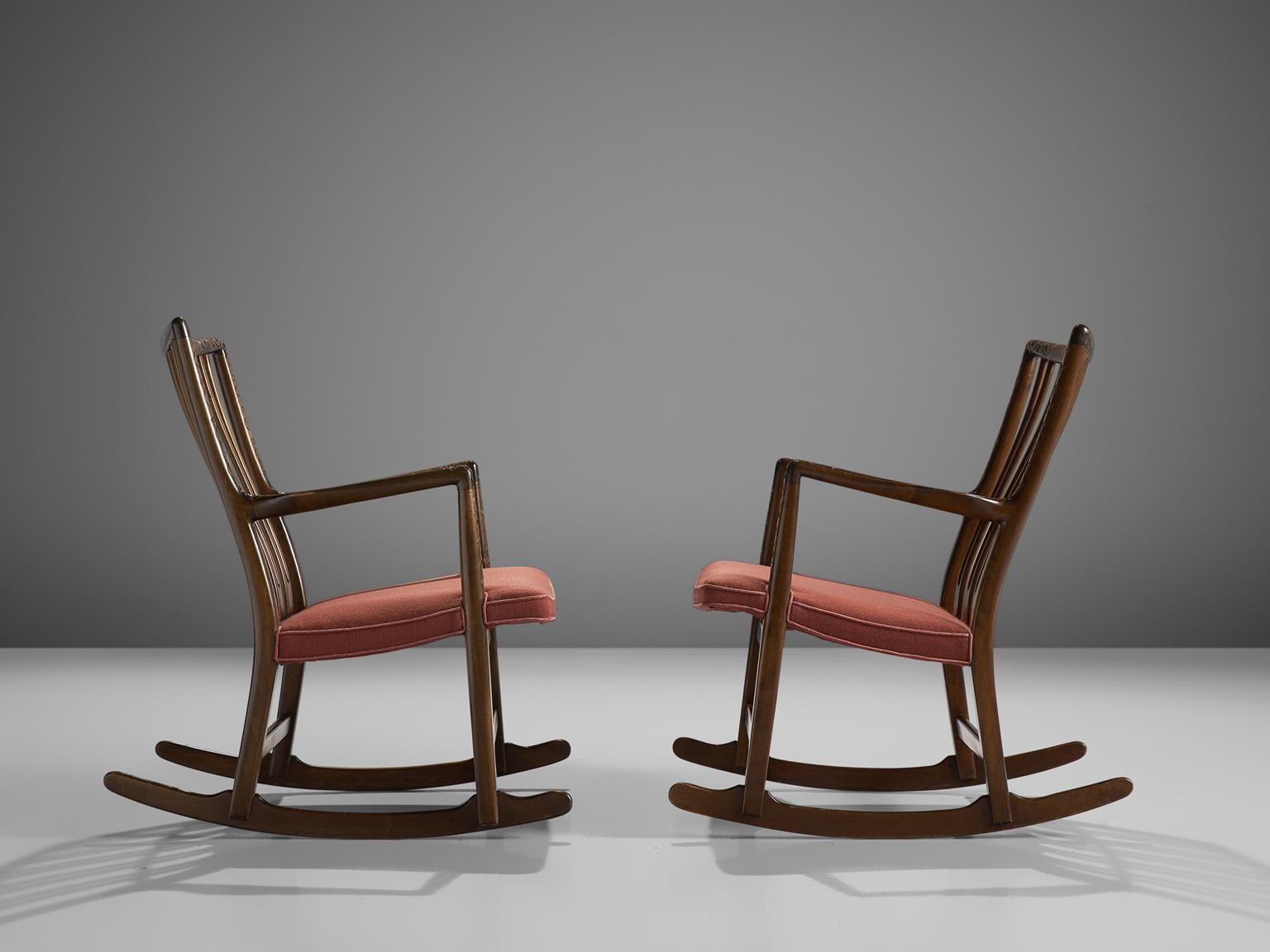 Scandinavian Modern Hans Wegner Set of Two Early 'ML-33' Rocking Chairs