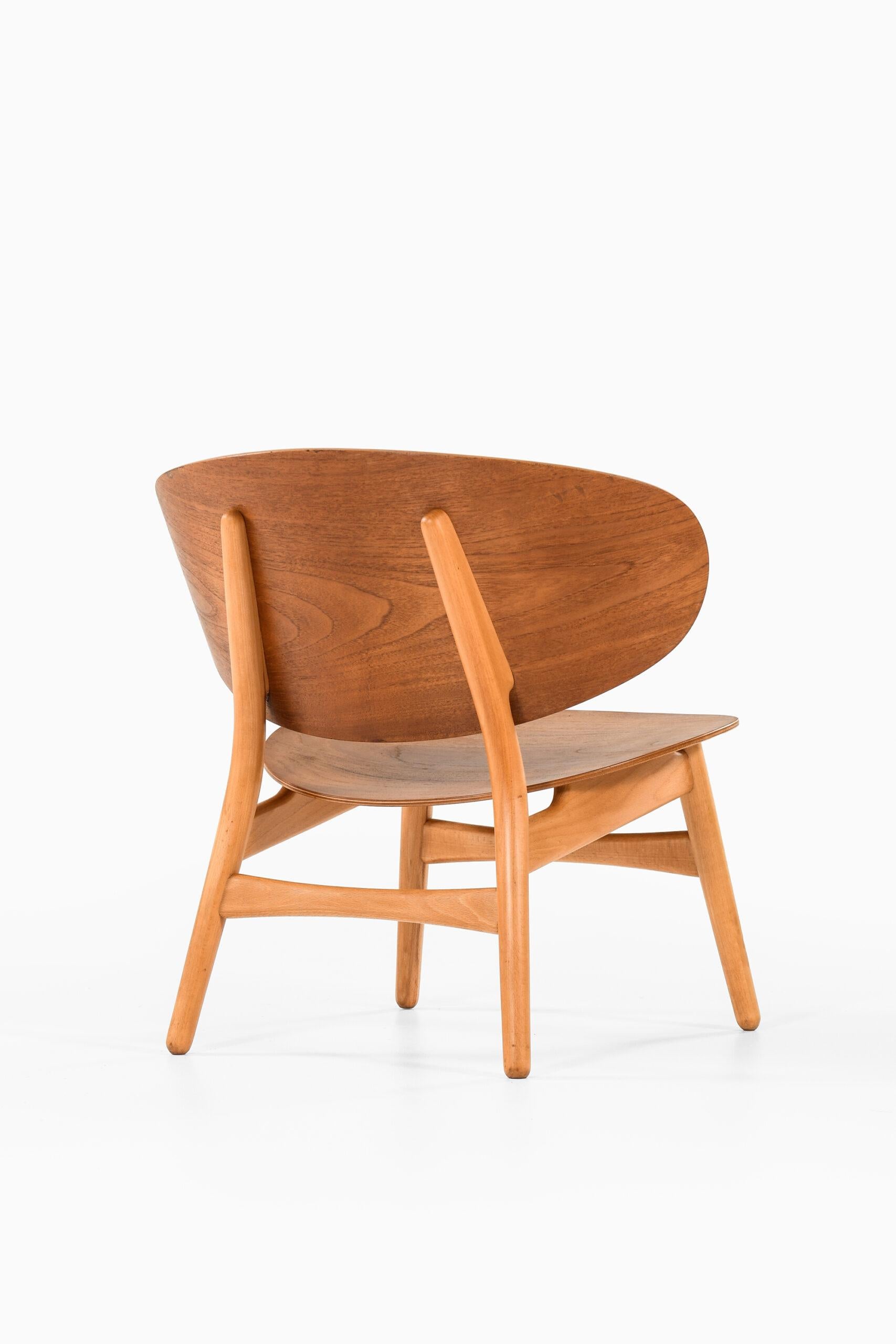 Teak Hans Wegner Shell Easy Chair Model 1936 Produced by Fritz Hansen in Denmark