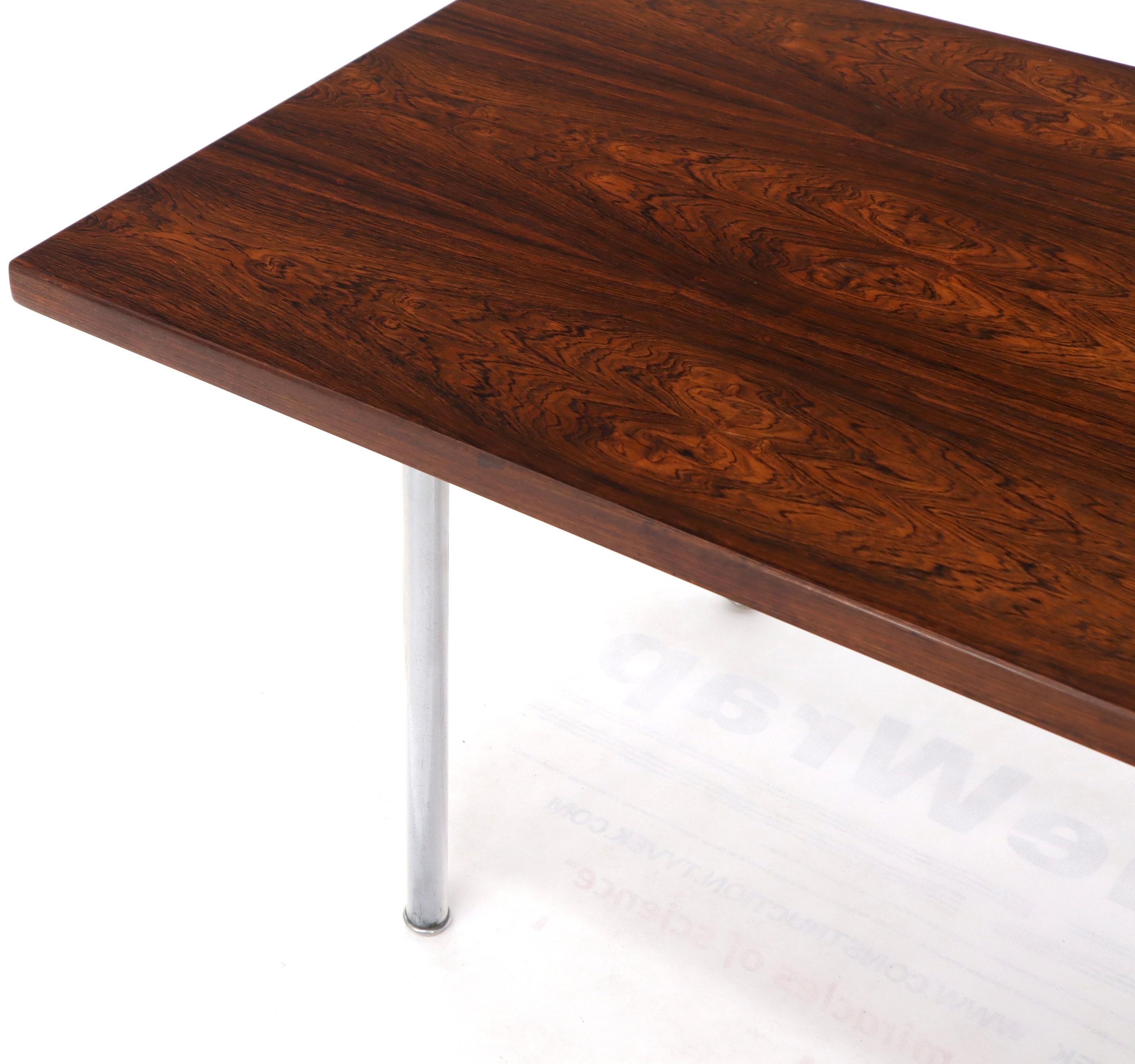 Lacquered Hans Wegner Signed Rosewood Coffee Table on Chrome Cylinder Legs For Sale
