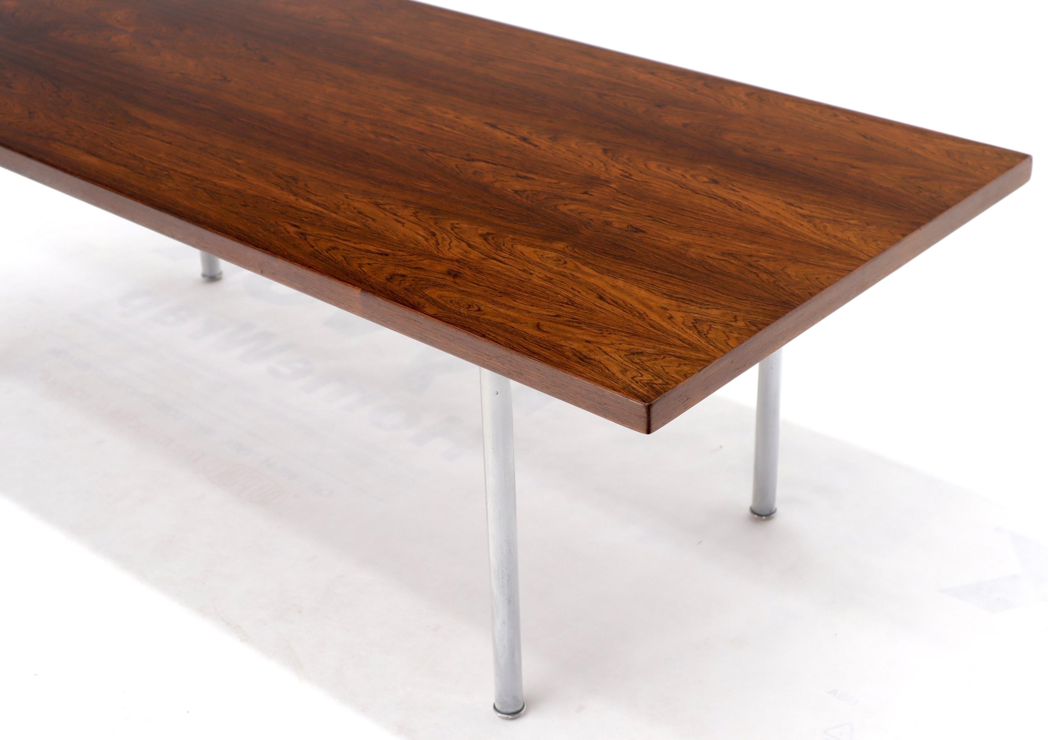 Hans Wegner Signed Rosewood Coffee Table on Chrome Cylinder Legs In Good Condition For Sale In Rockaway, NJ